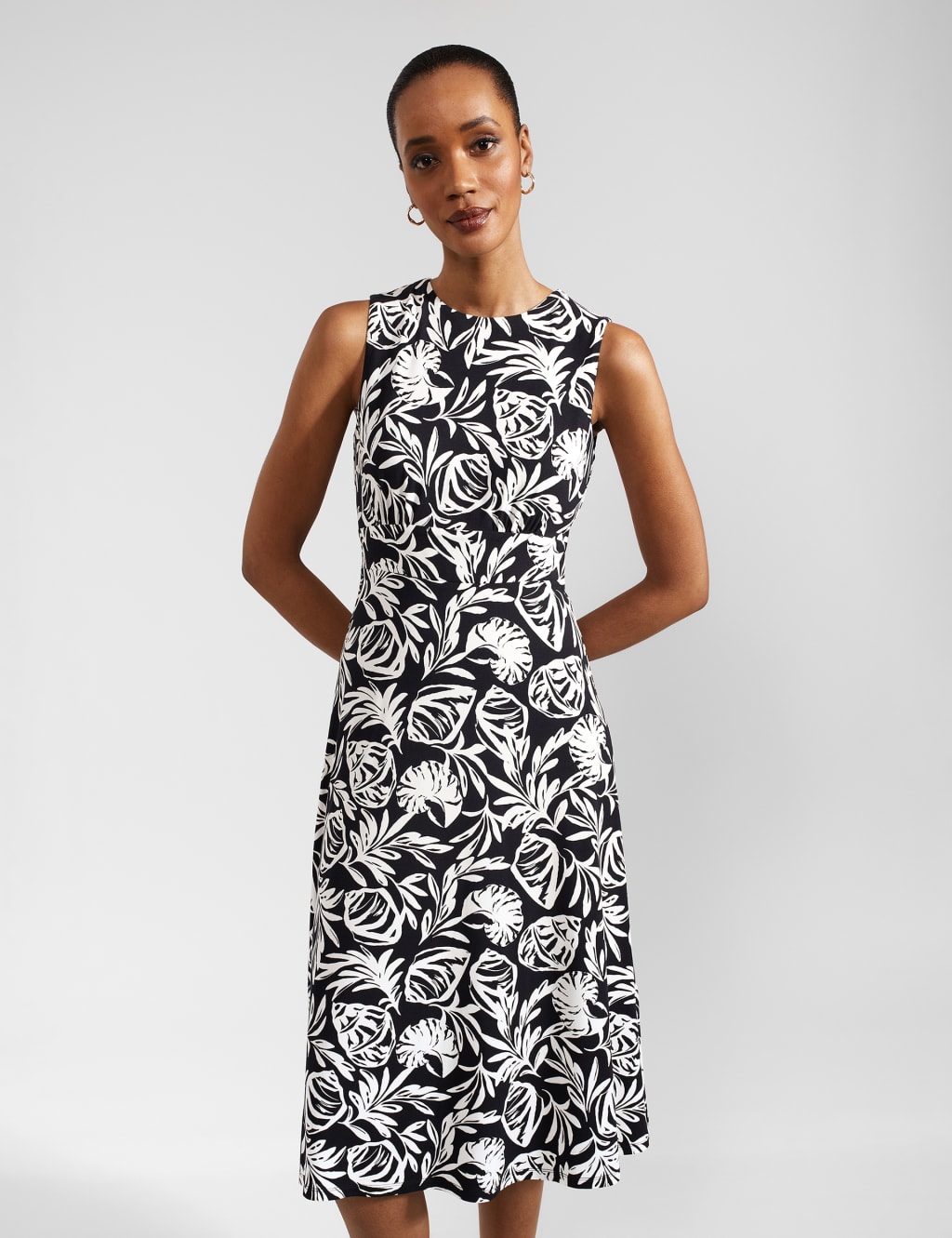 Printed Midi Waisted Dress HOBBS M S