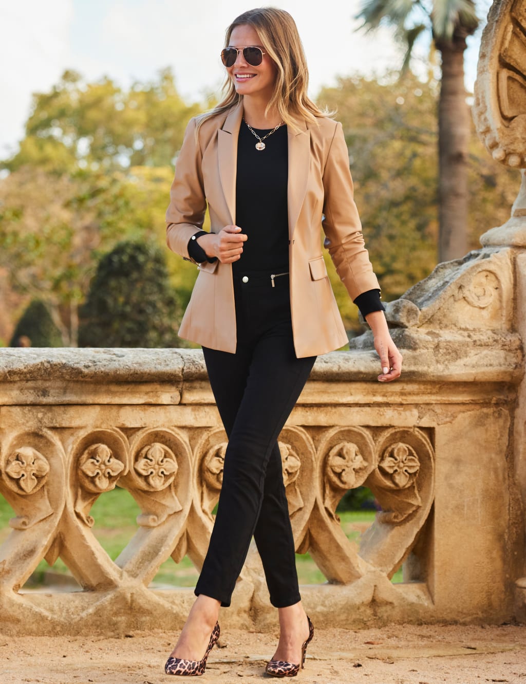 Faux Leather Single Breasted Blazer 2 of 6