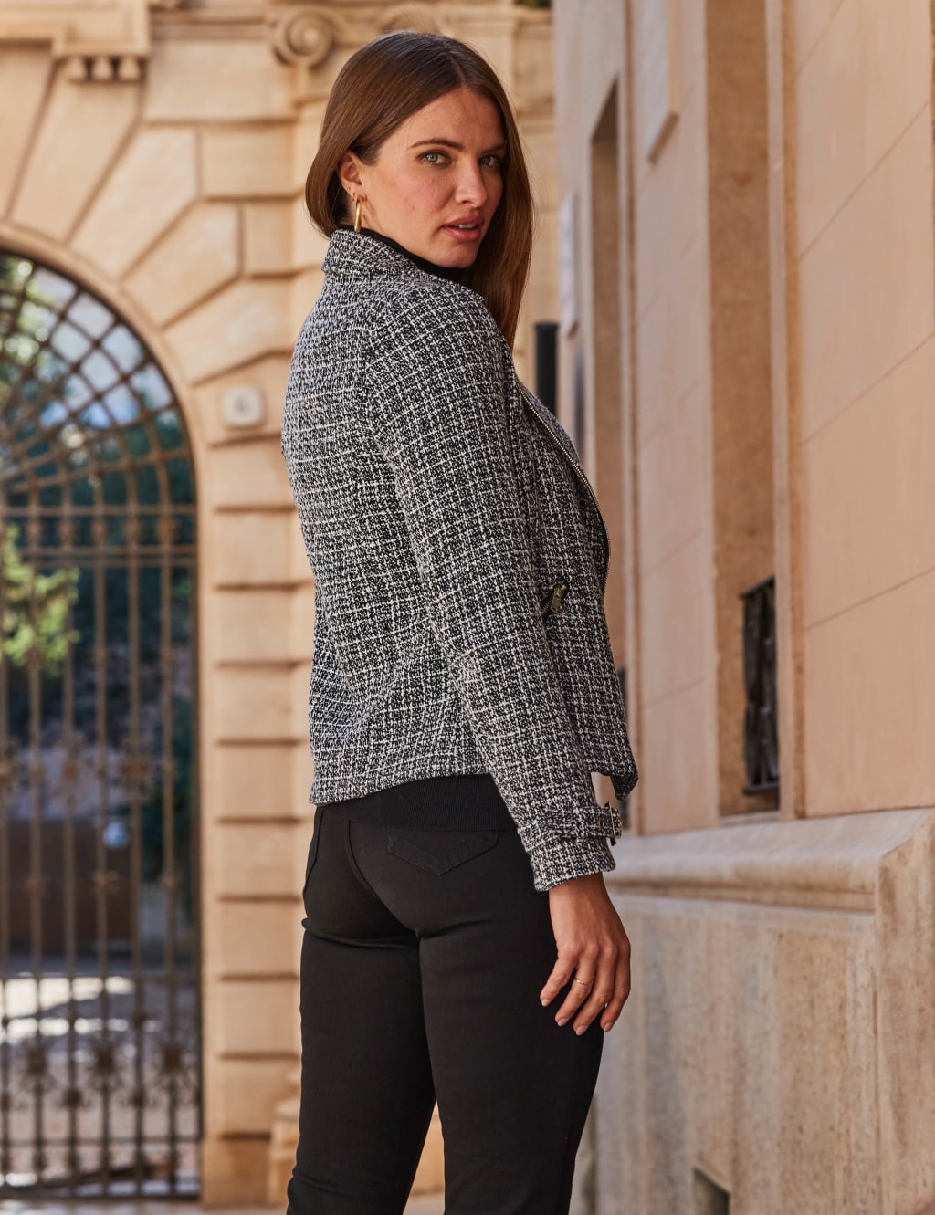 Tweed biker jacket womens outlet