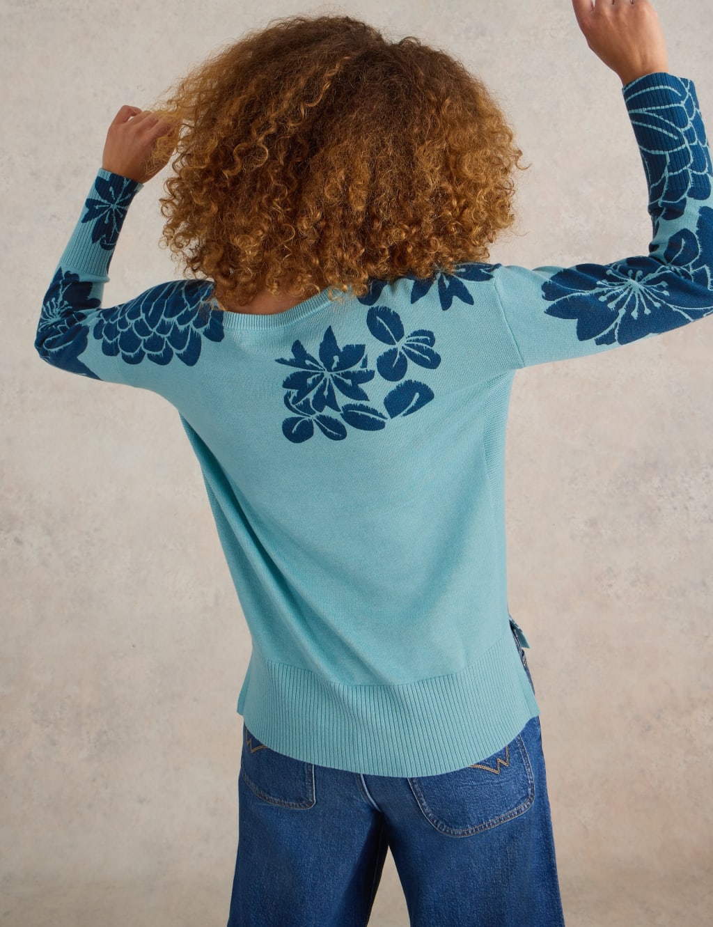 Cotton Rich Floral Crew Neck Jumper 3 of 6
