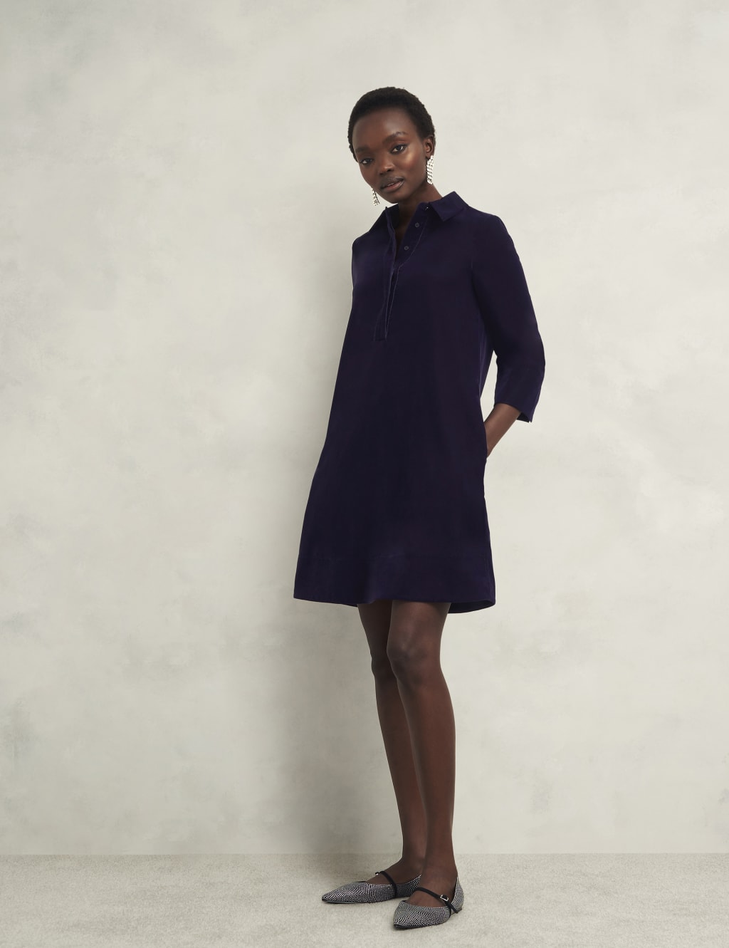 Velvet button up shirt dress on sale
