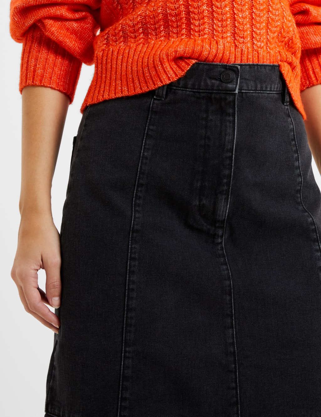 Denim Split Front Midi Skirt 3 of 4