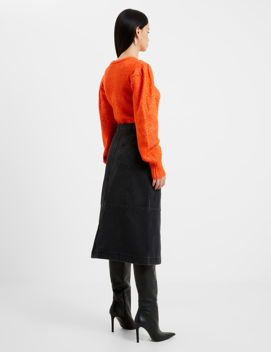 Denim Split Front Midi Skirt 4 of 4