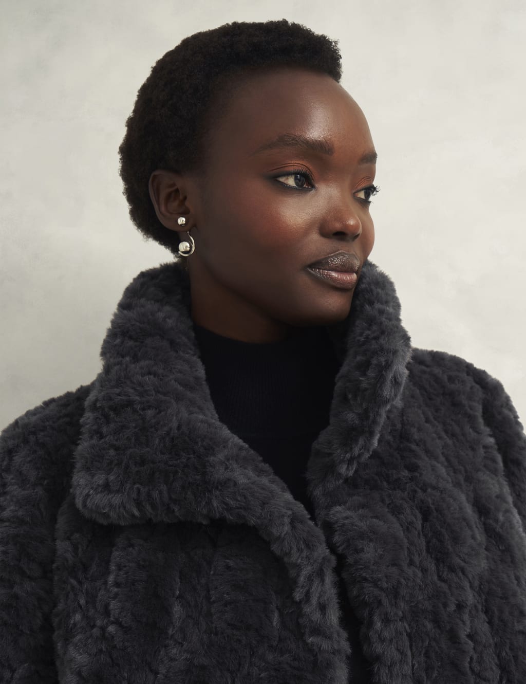 Faux Fur Textured Funnel Neck Coat HOBBS M S