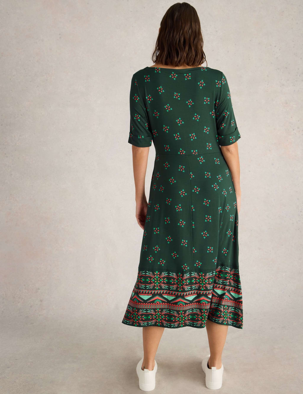Jersey Printed Round Neck Midi Tea Dress 3 of 6