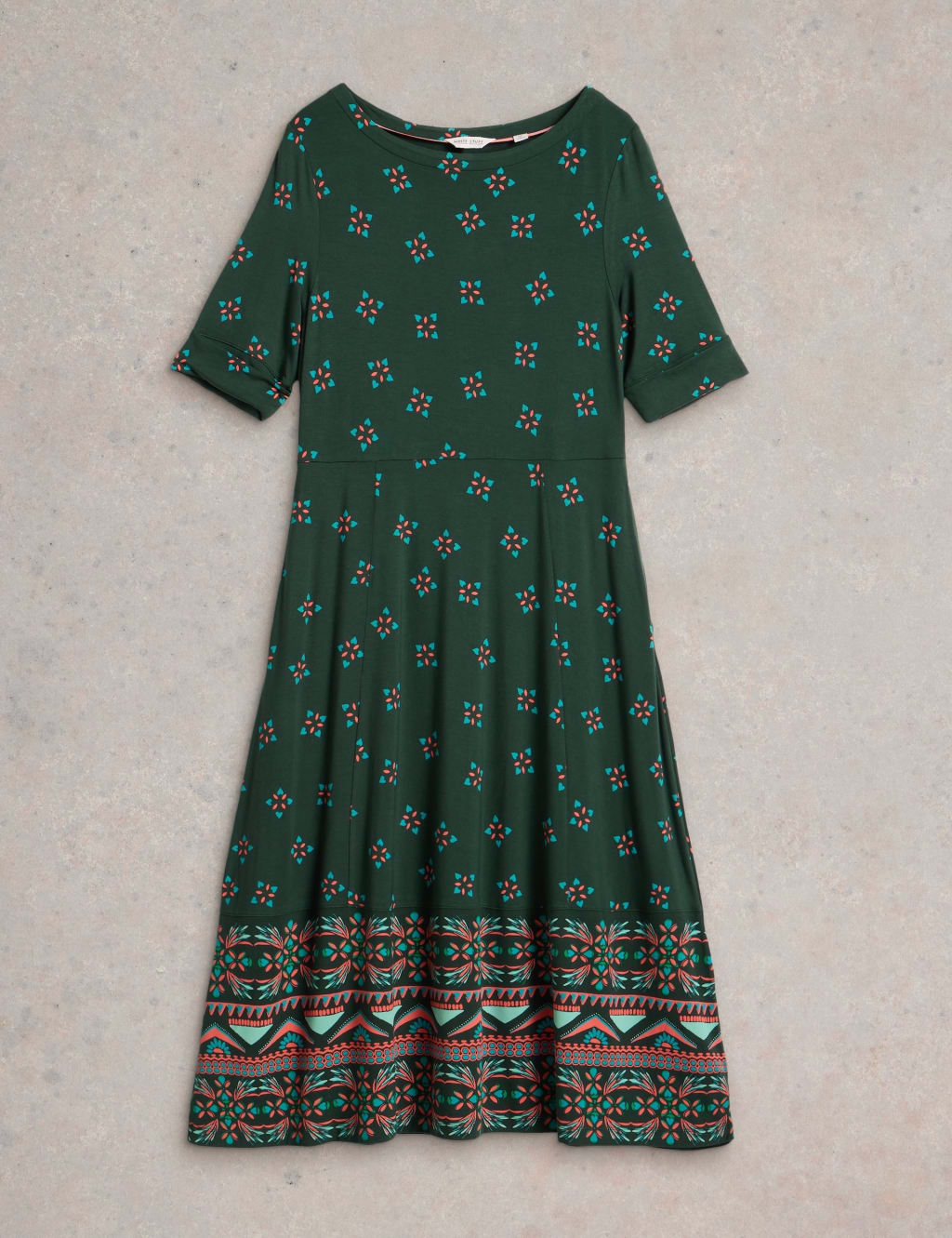 Jersey Printed Round Neck Midi Tea Dress 2 of 6