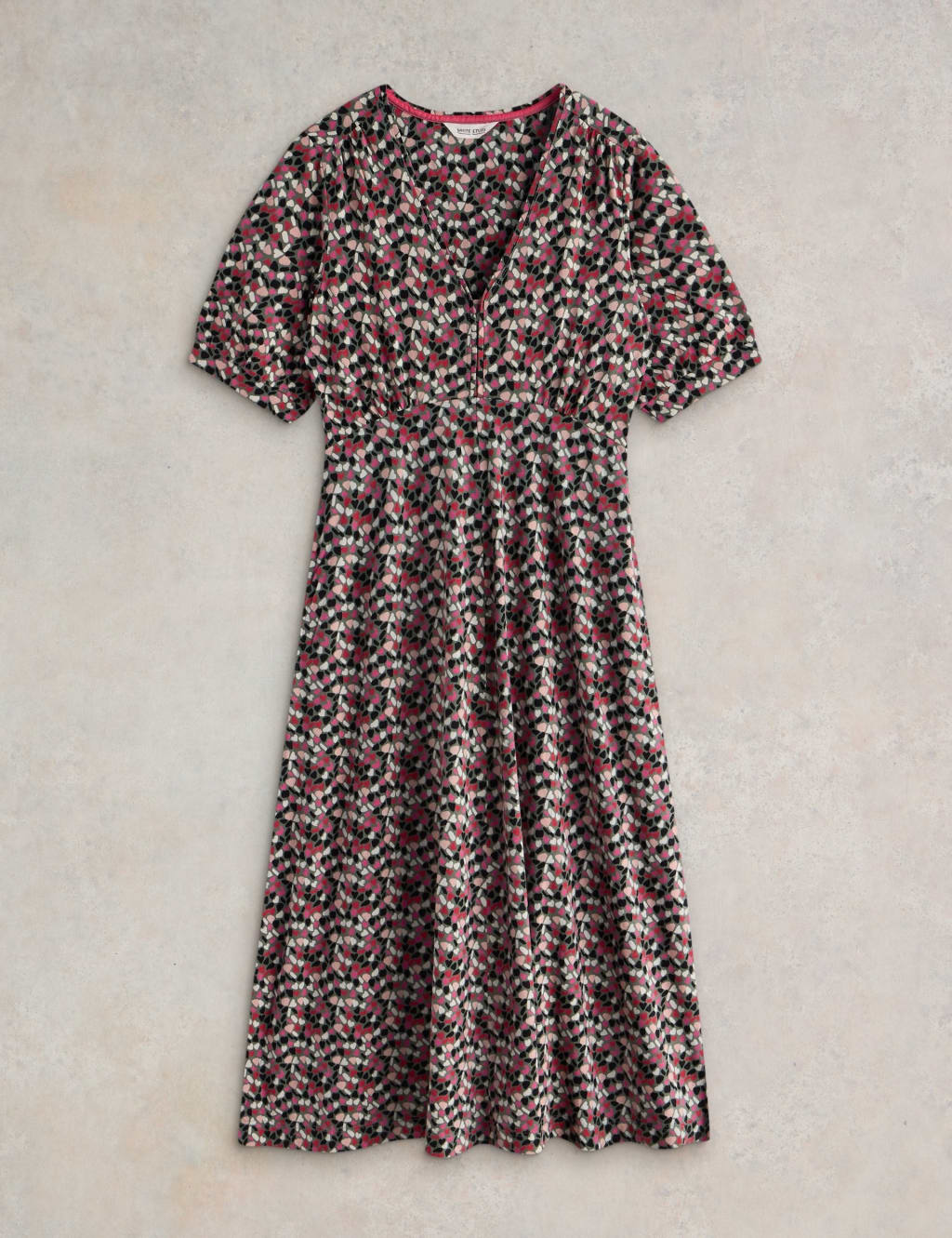 Jersey Heart Print V-Neck Midi Tea Dress 2 of 7