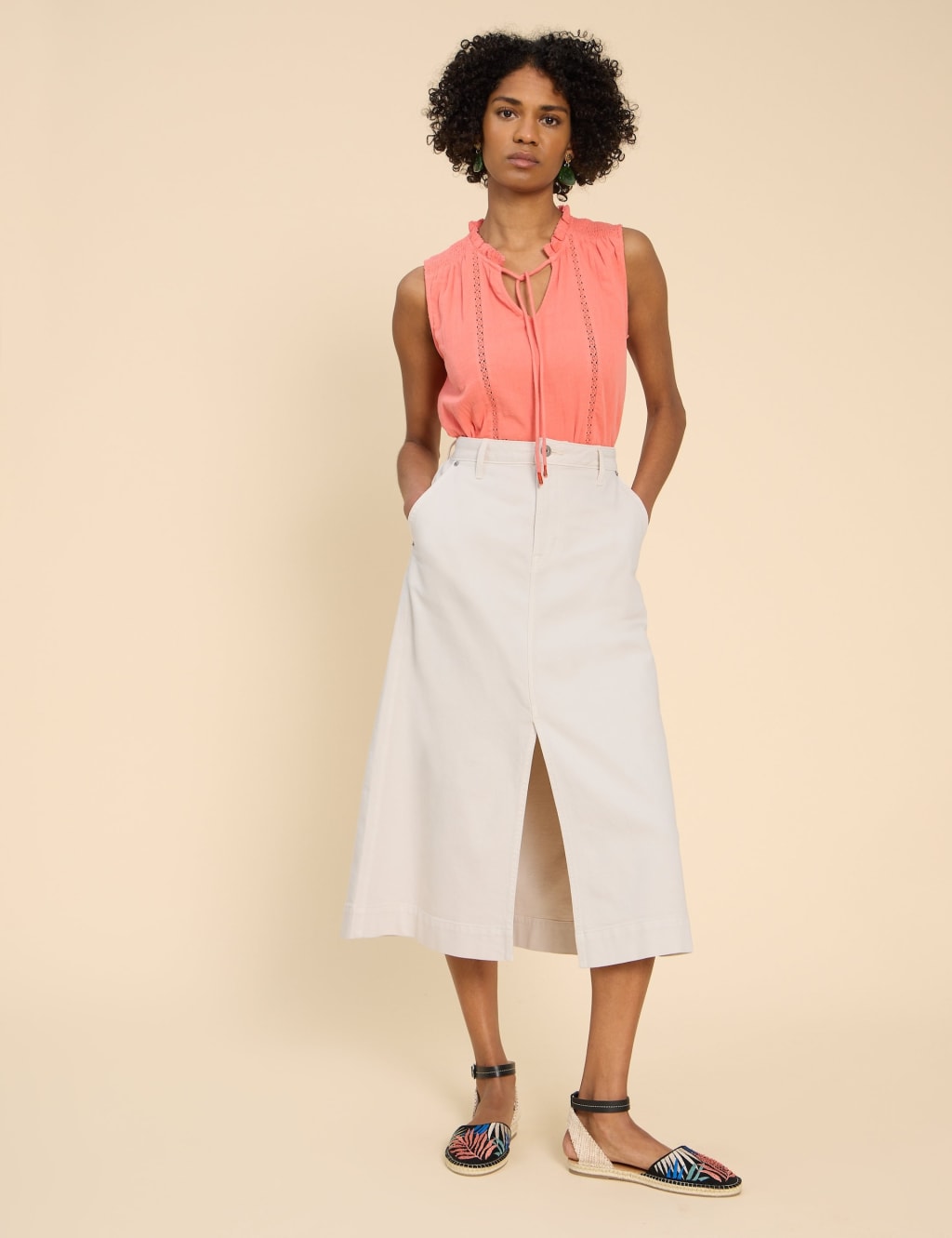 Denim Midi Skirt White Stuff M S