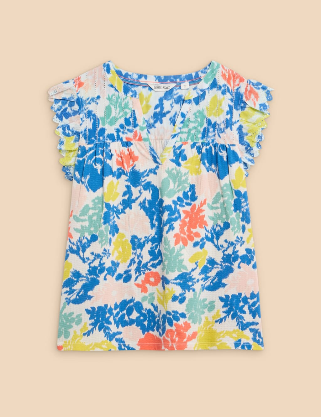 Pure Cotton V-Neck Frill Detail Top 2 of 6