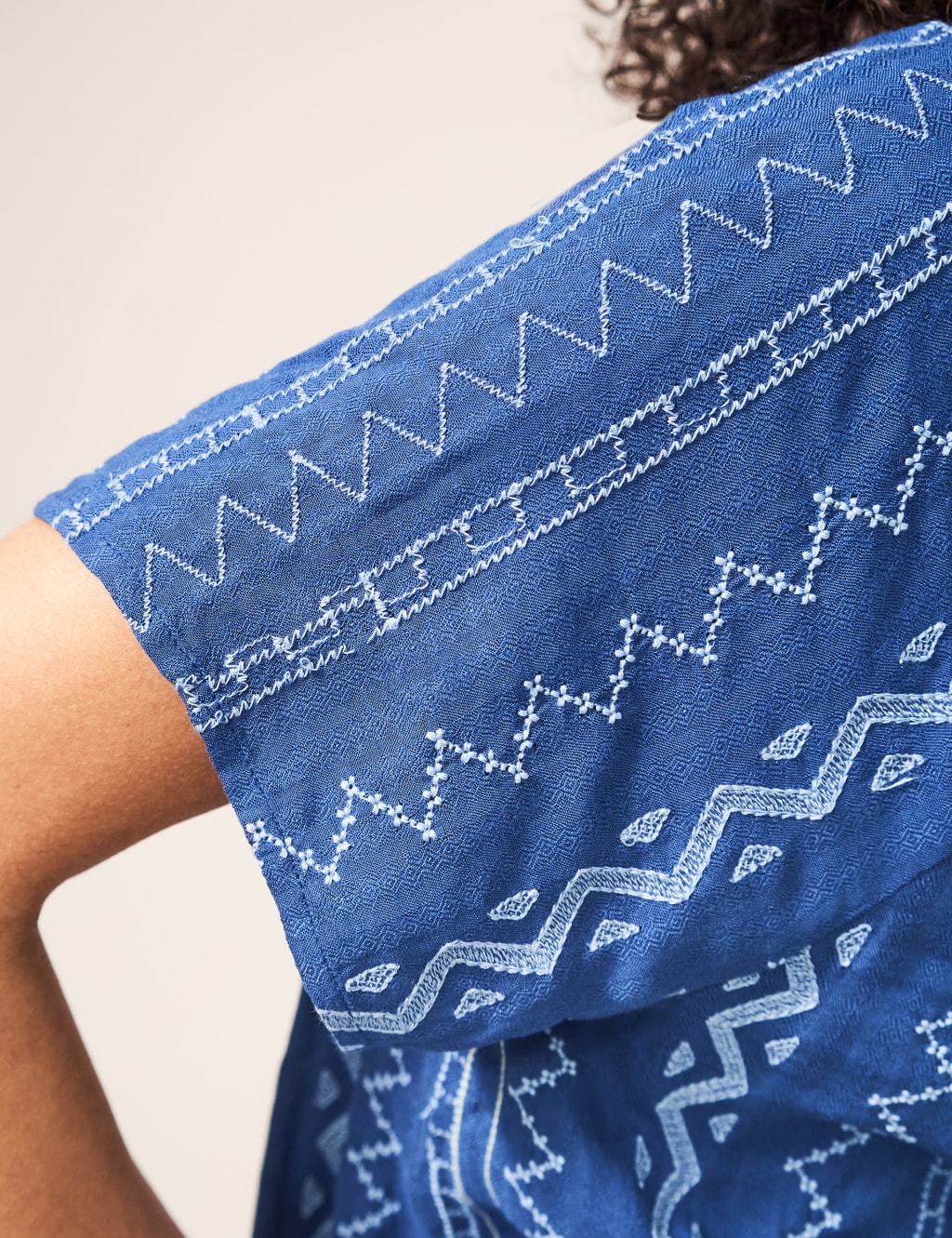 Embroidered Round Neck Short Sleeve Top 3 of 4