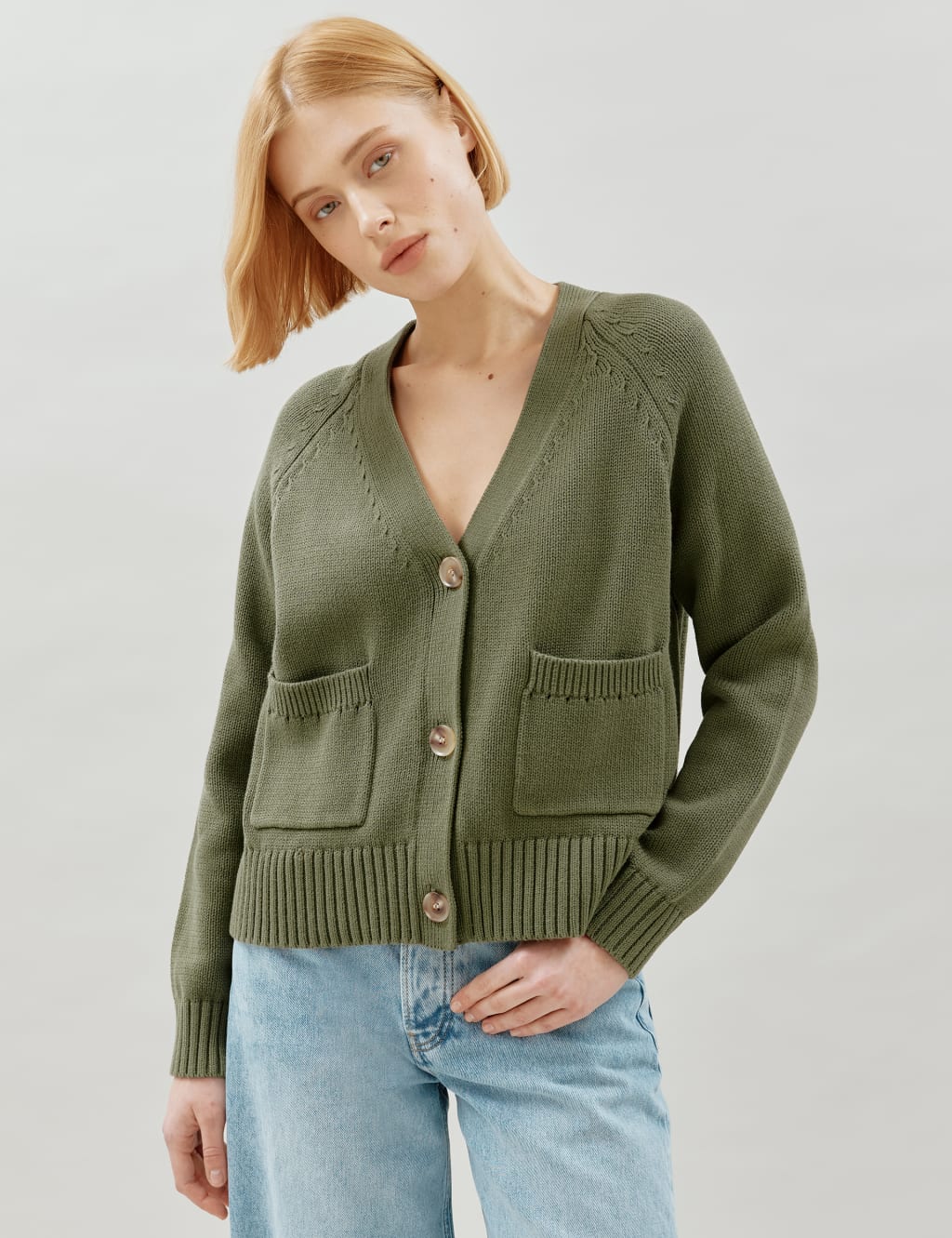 Pure Cotton V Neck Cardigan