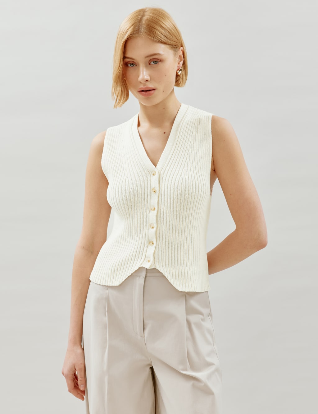 Pure Cotton Knitted Waistcoat 1 of 5