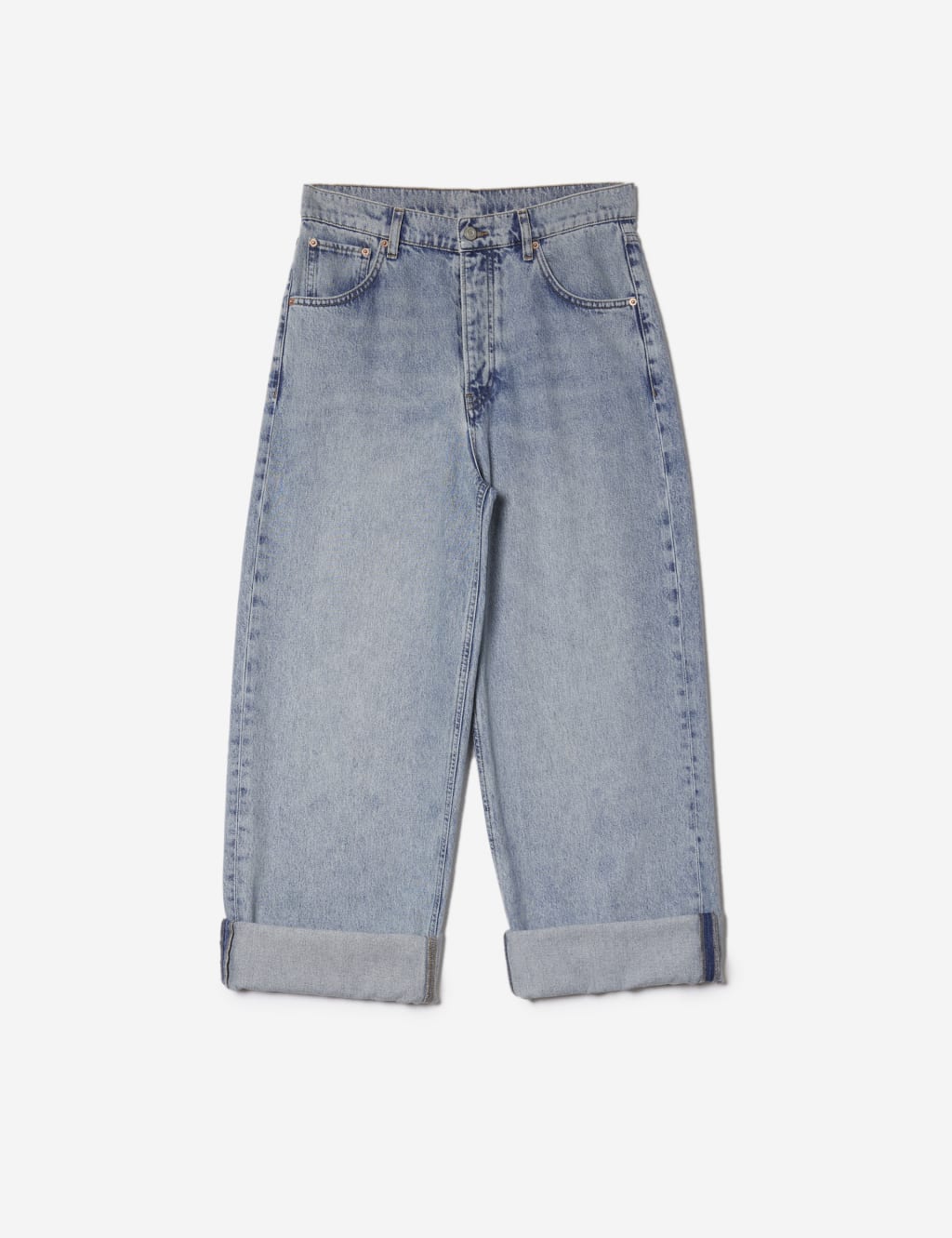 Mid Rise Wide Leg Turn Up Jeans 2 of 5