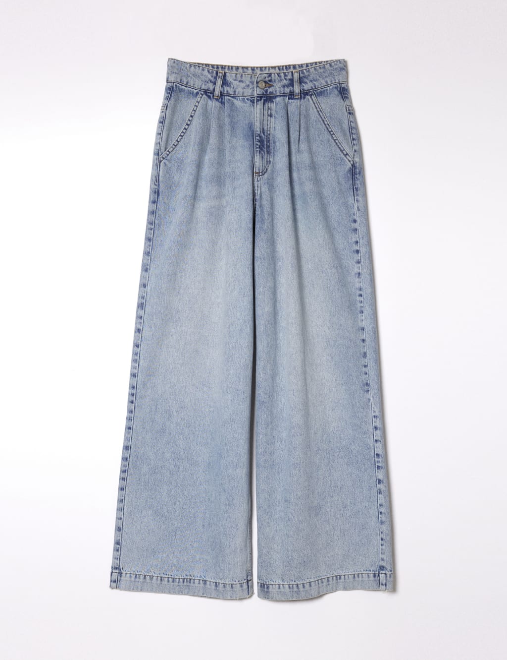 Mid Rise Pleat Front Wide Leg Jeans 2 of 5