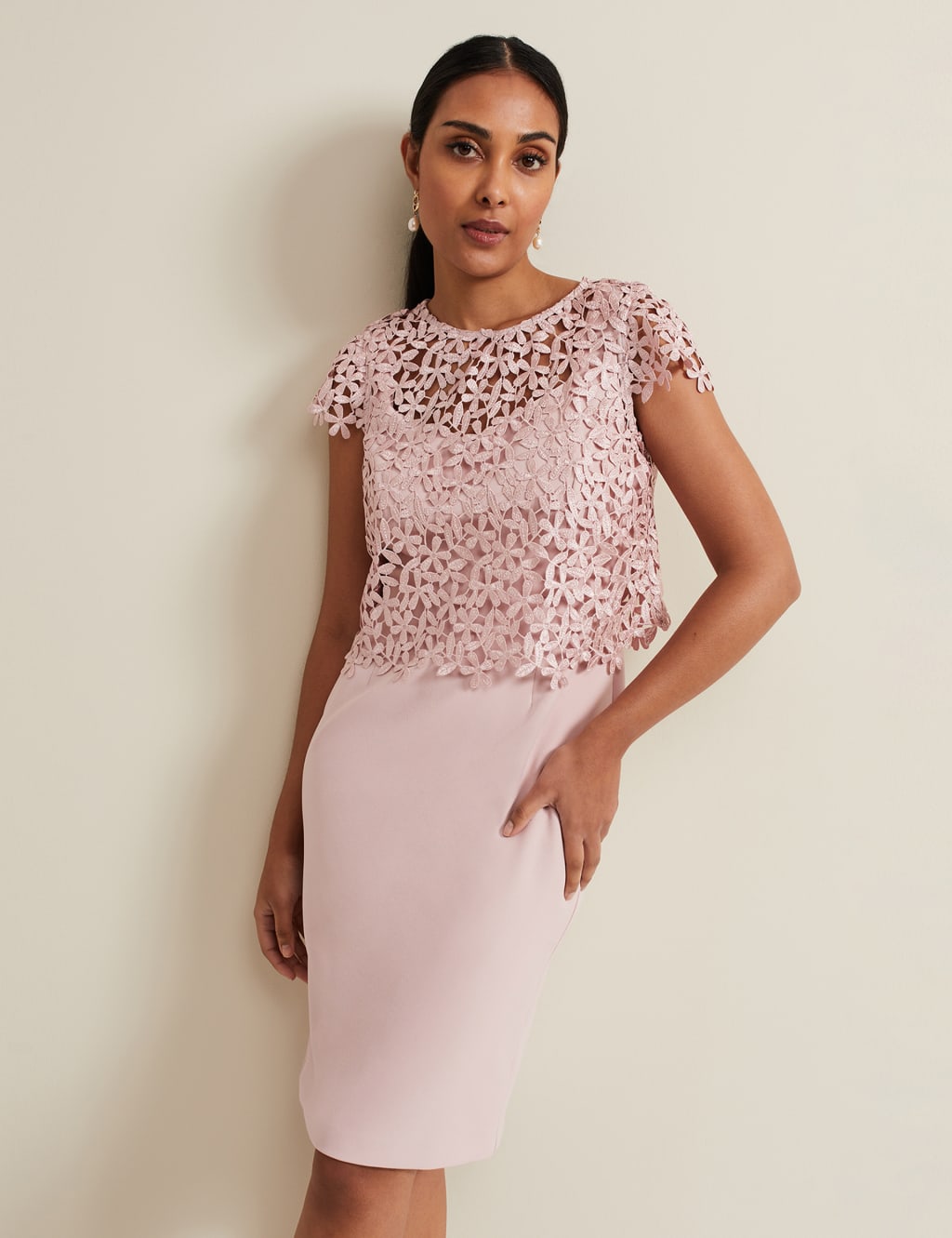 Lace Midi Column Dress 3 of 8