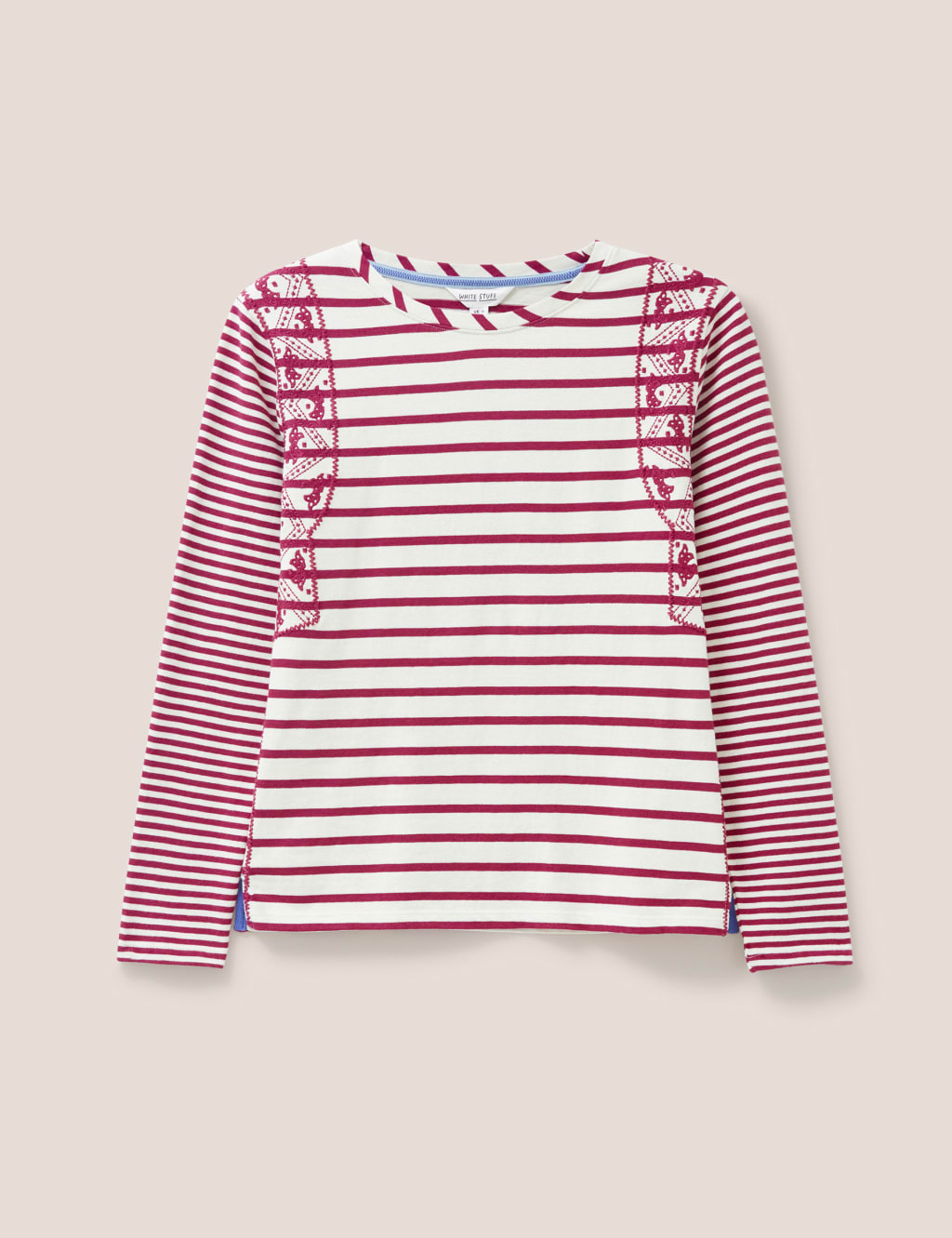 Pure Cotton Striped Embroidered T-Shirt 2 of 6