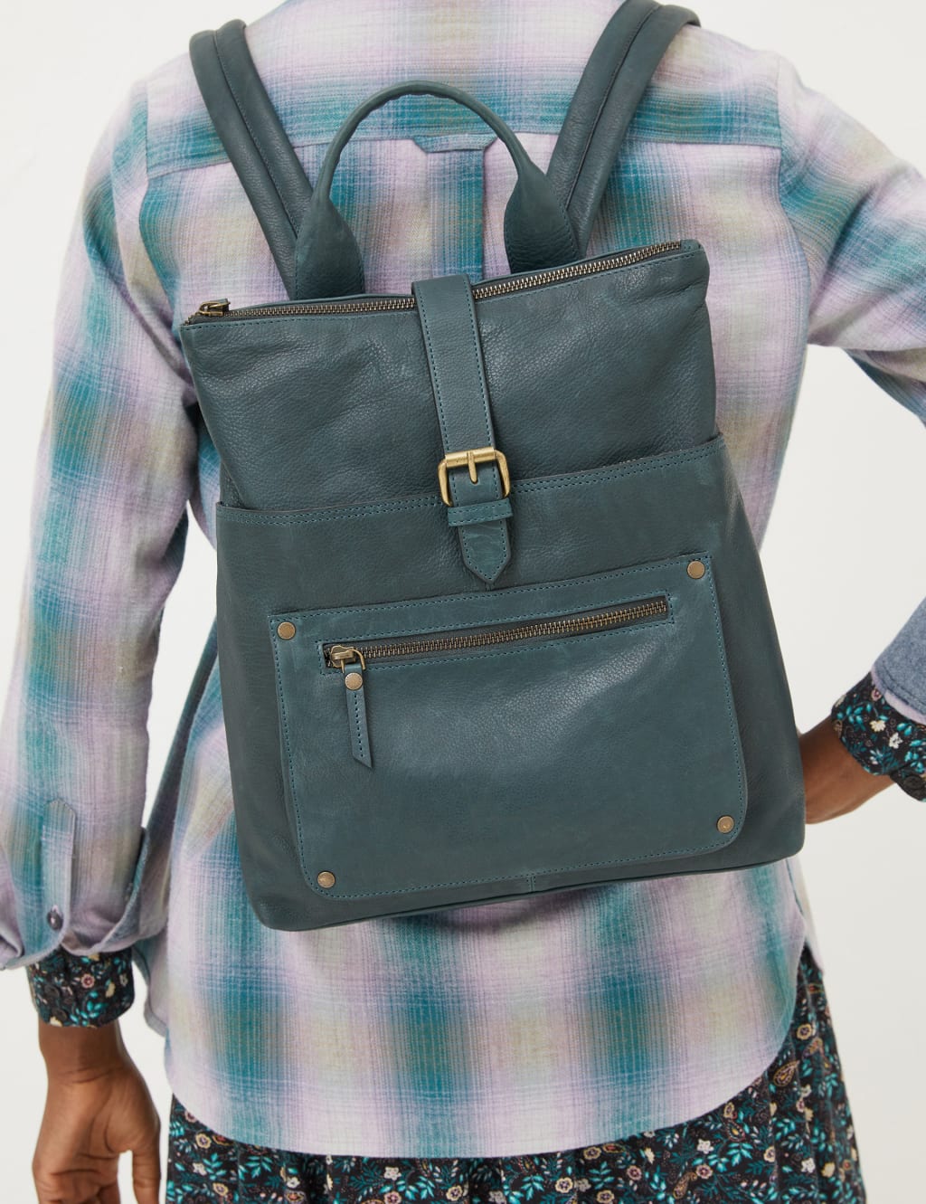 Leather Multi Pocket Buckle Detail Backpack FatFace M S