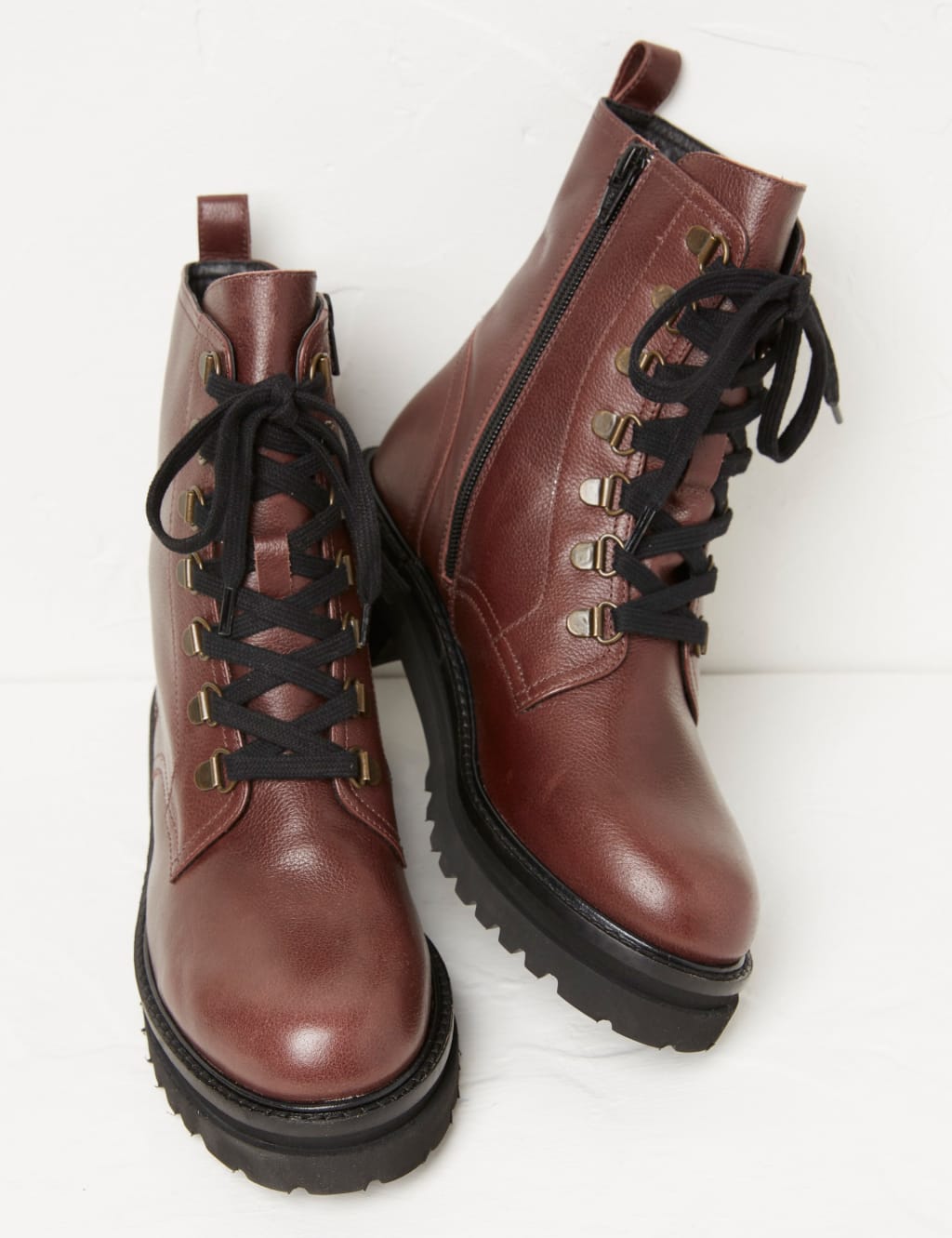 Leather Hiker Lace Up Cleated Ankle Boots FatFace M S