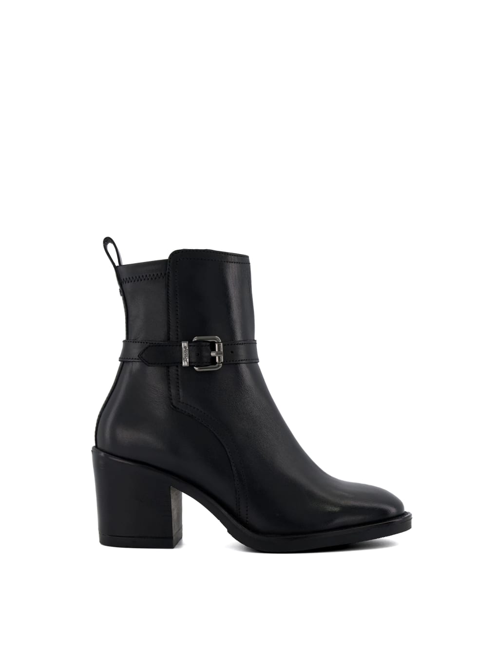 Leather Chelsea Buckle Block Heel Boots 1 of 4