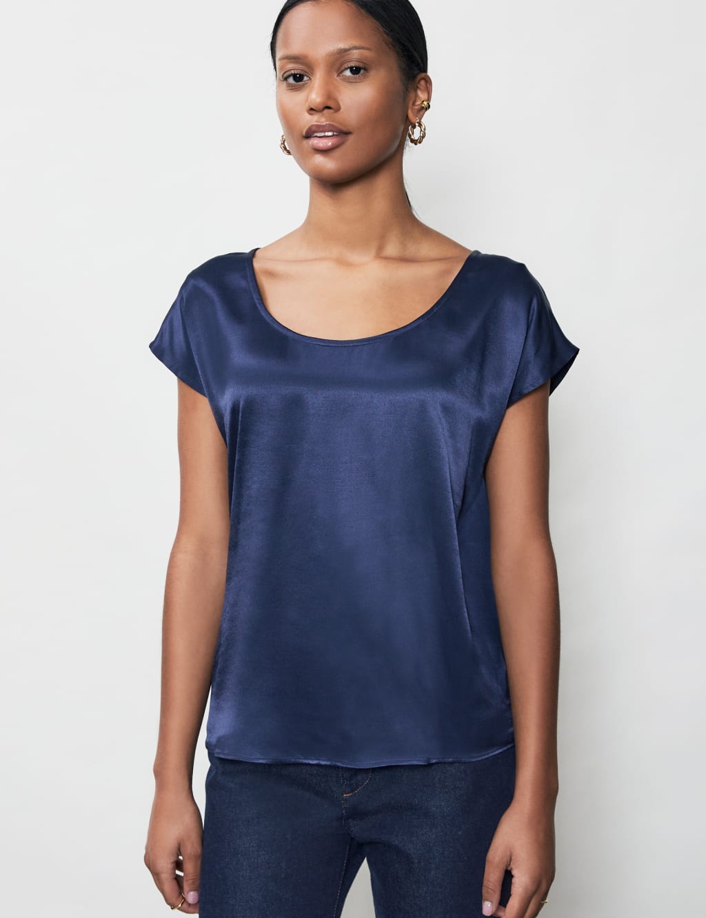 Satin x Cotton Jersey T-Shirt
