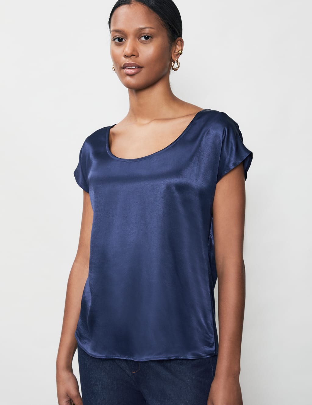 Satin x Cotton Jersey T-Shirt