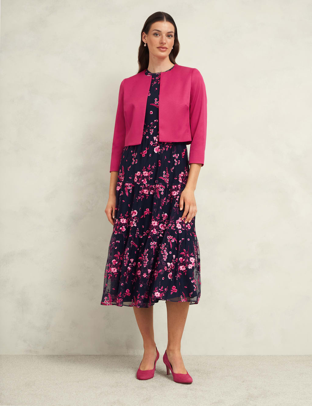 Collarless cropped blazer shop