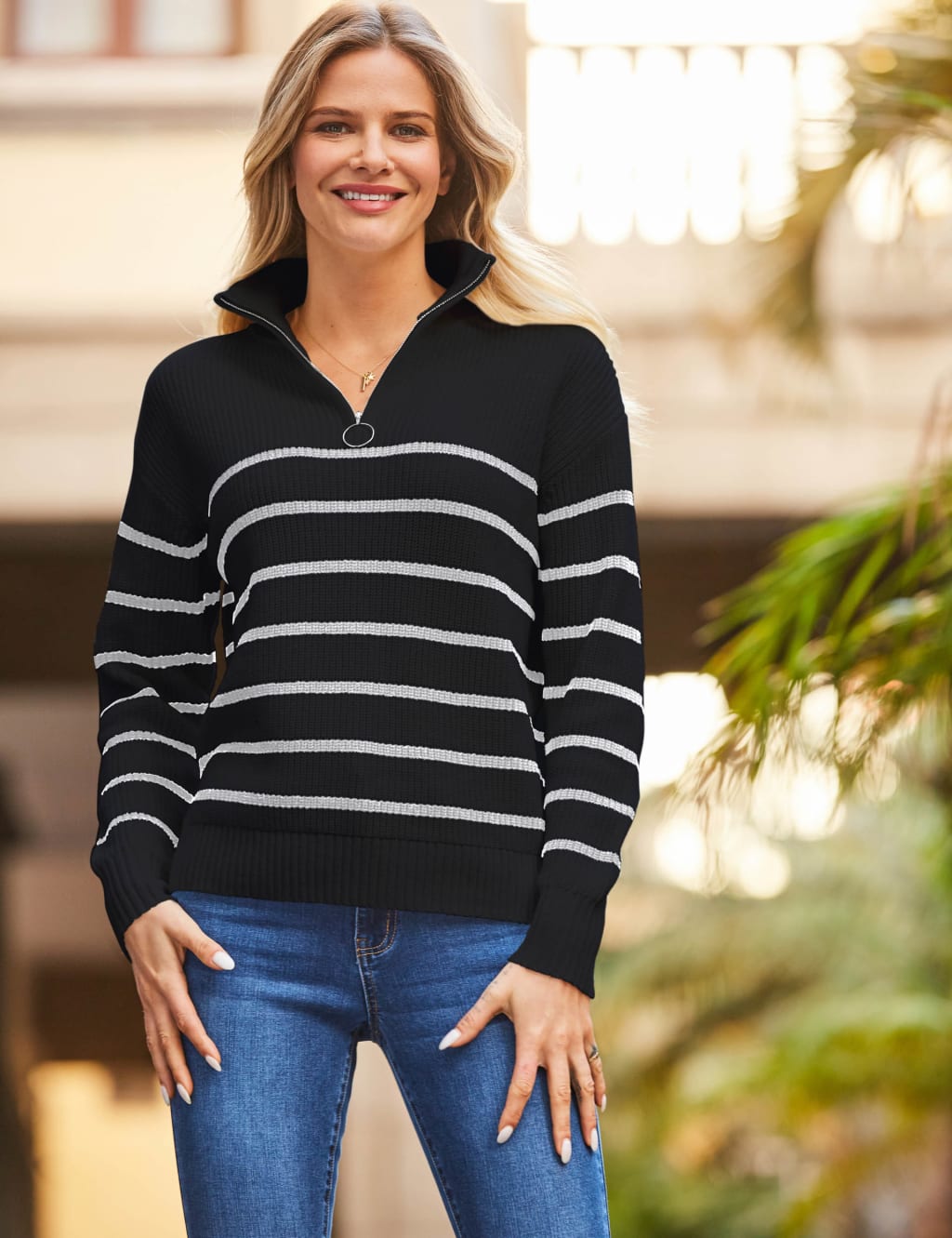 Cotton Rich Striped Collared Jumper SOSANDAR M S