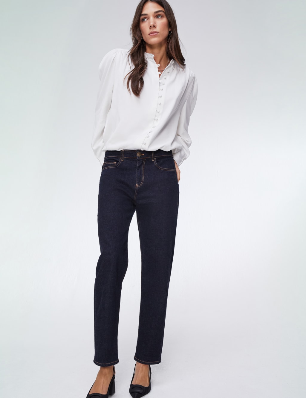 Crew Neck Button Through Puff Sleeve Blouse 4 of 9