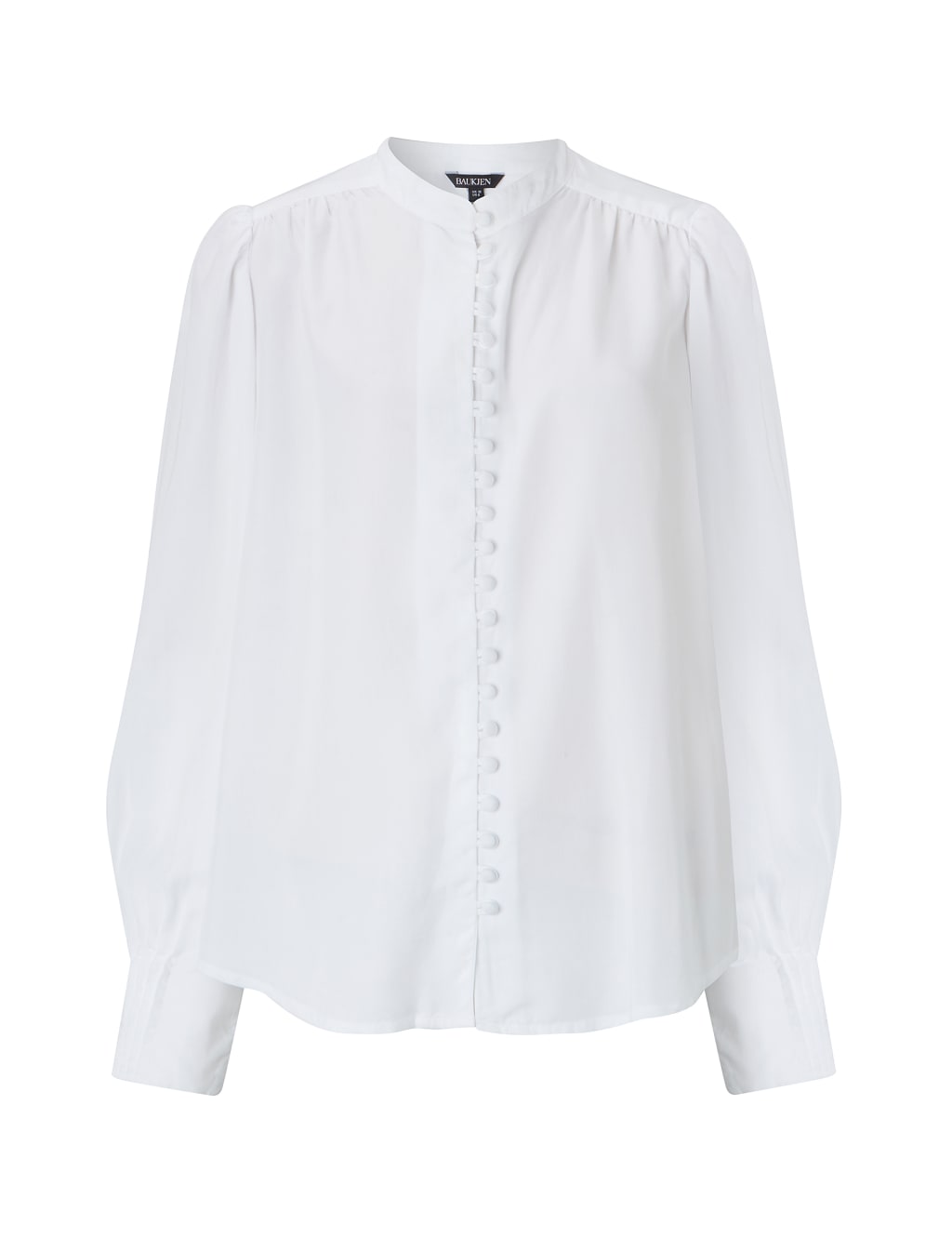 Crew Neck Button Through Puff Sleeve Blouse 2 of 9