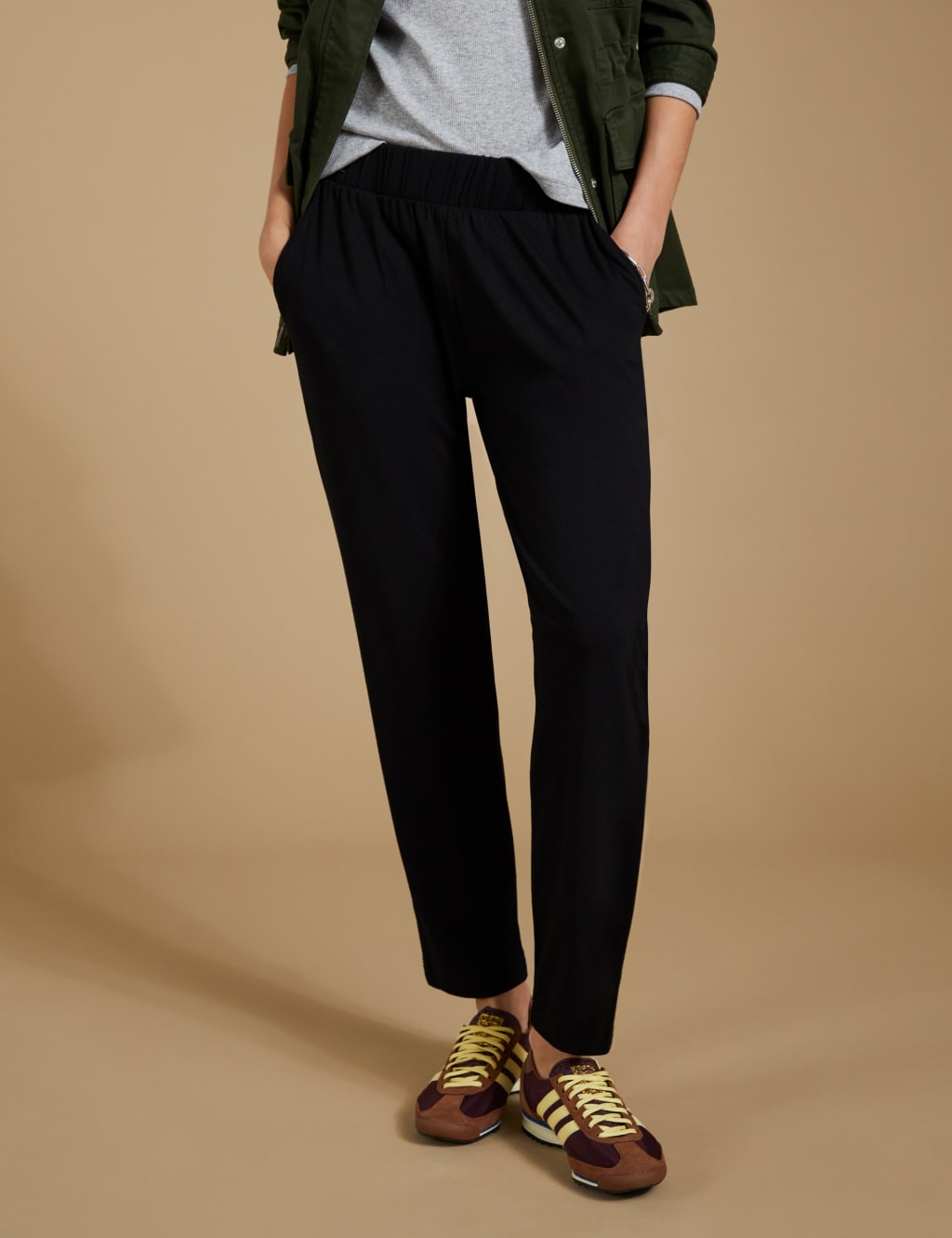 Jersey Elasticated Waist Tapered Trousers 3 of 8