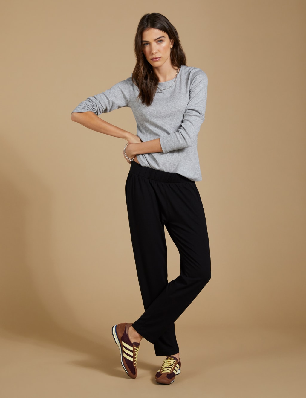 Jersey Elasticated Waist Tapered Trousers 5 of 8