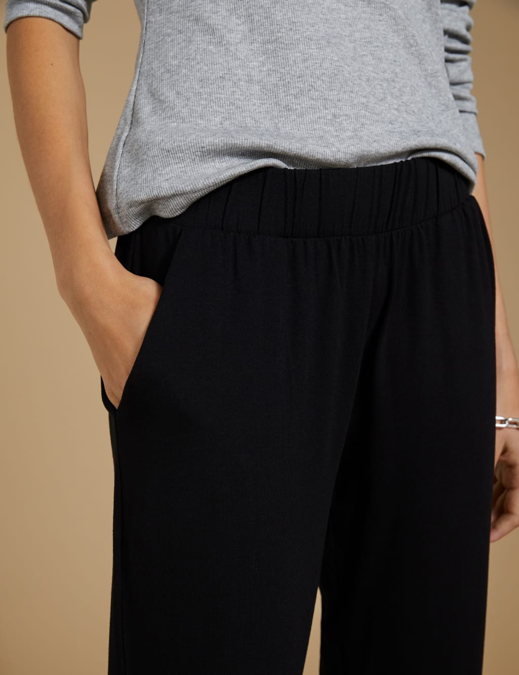 Jersey Elasticated Waist Tapered Trousers 6 of 8