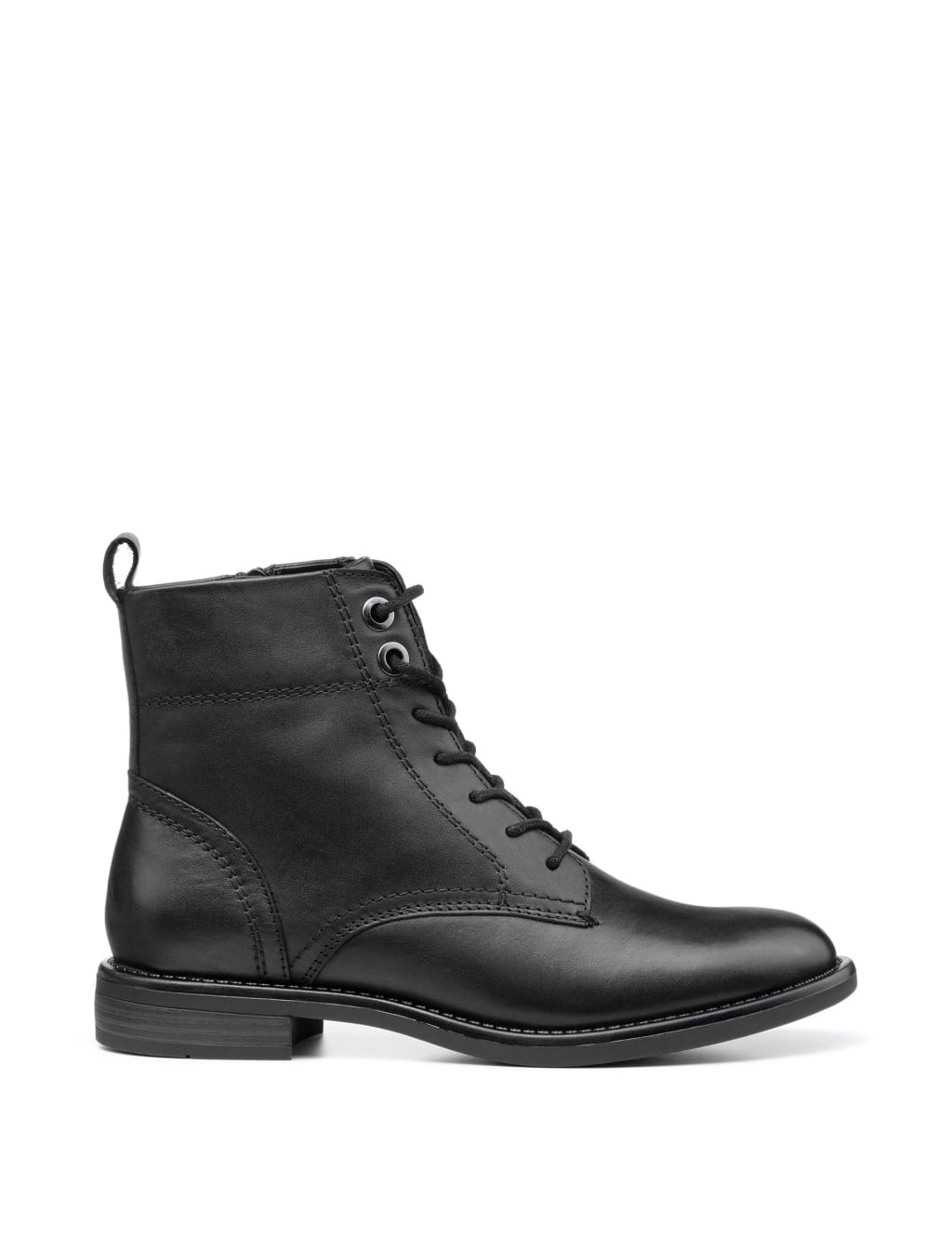 Wide Fit Leather Biker Lace Up Ankle Boots 1 of 1