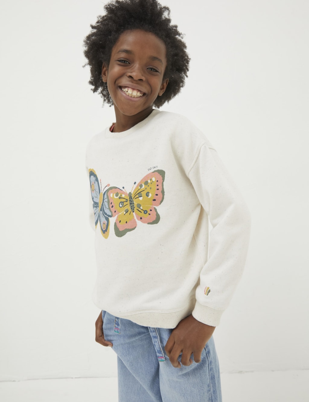 White sweatshirt with butterfly cheap