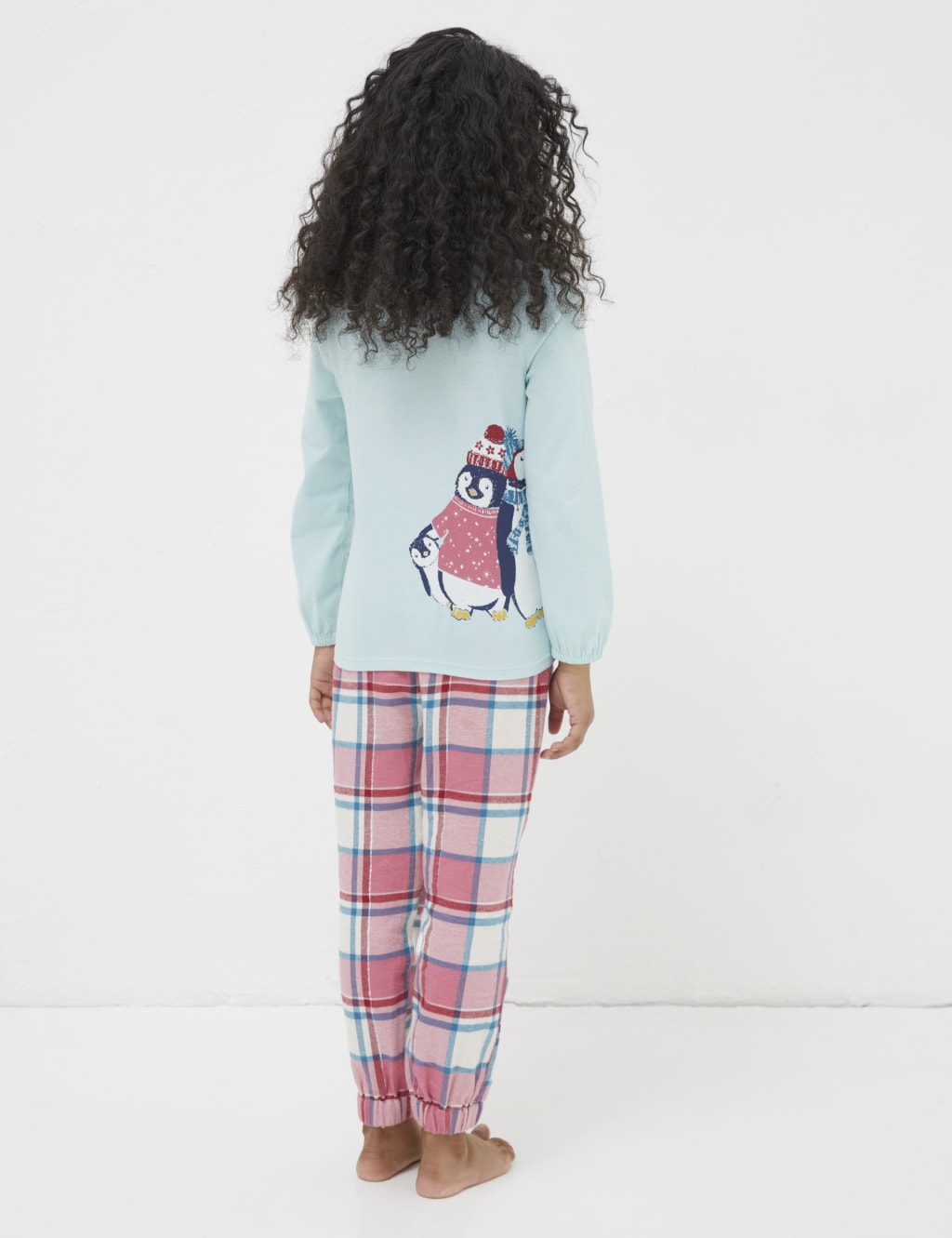 Pure Cotton Penguin Checked Pyjamas 3 13 Yrs FatFace M S