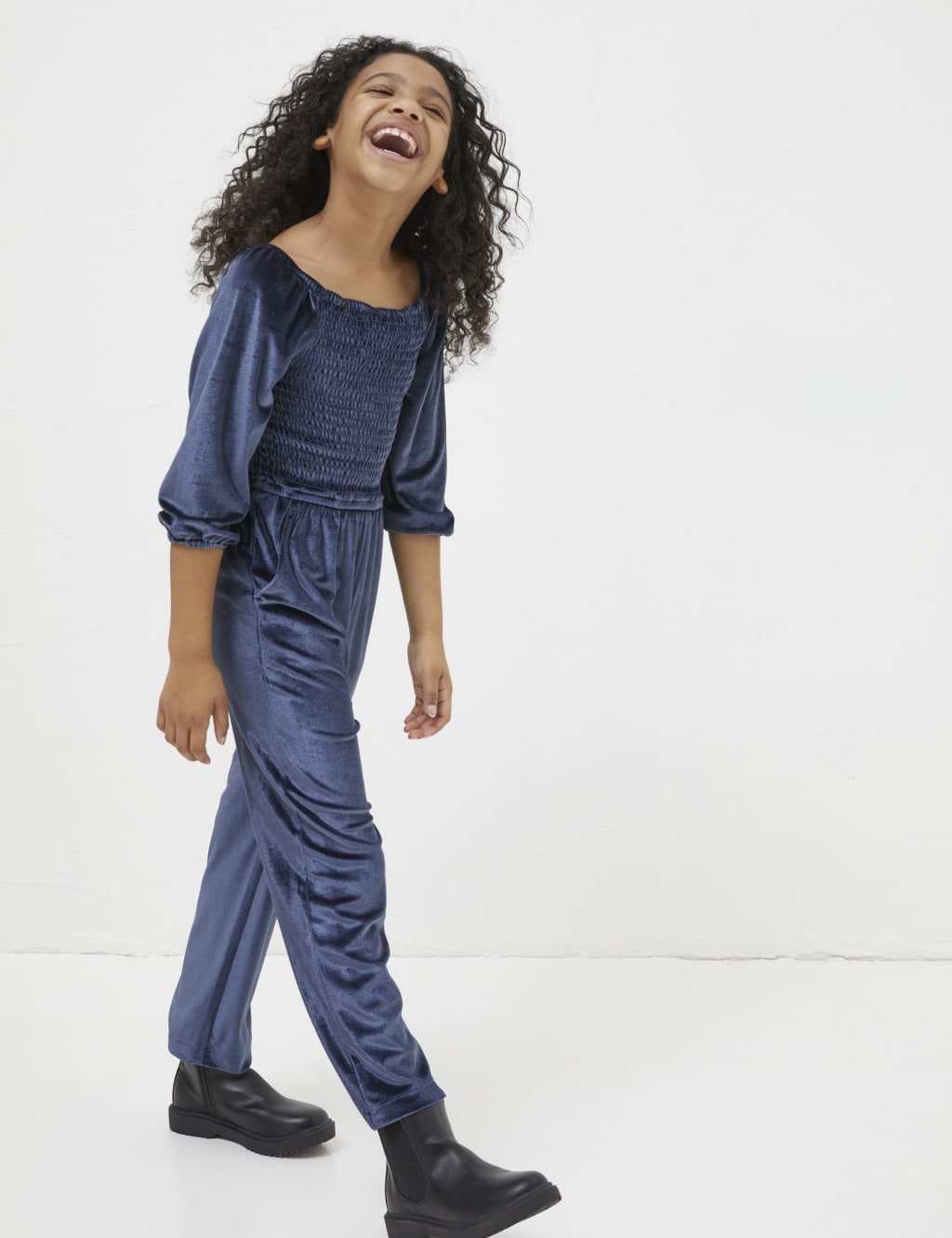 Velvet Shirred Jumpsuit 3 13 Yrs FatFace M S