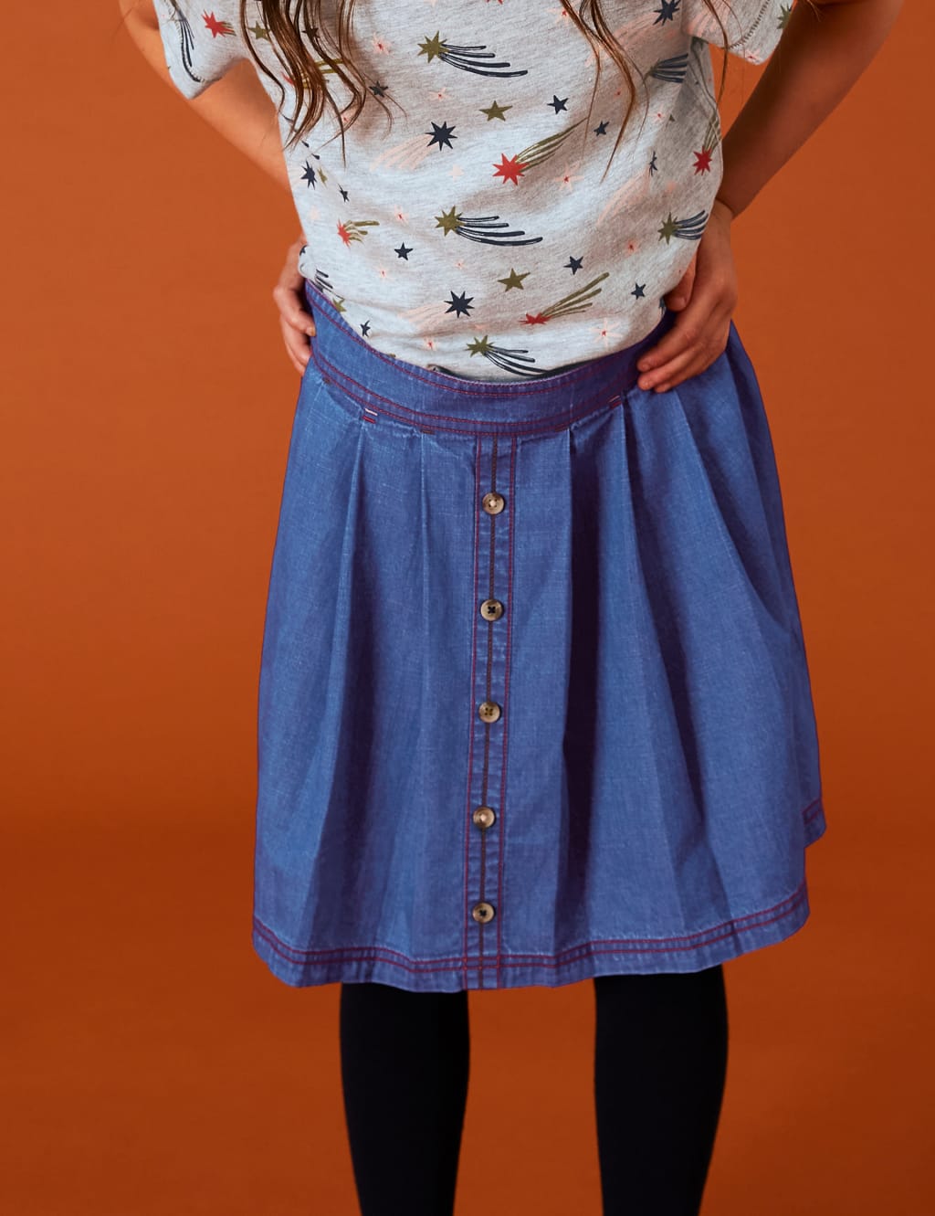 Midi Denim Skirt 3 10 Yrs