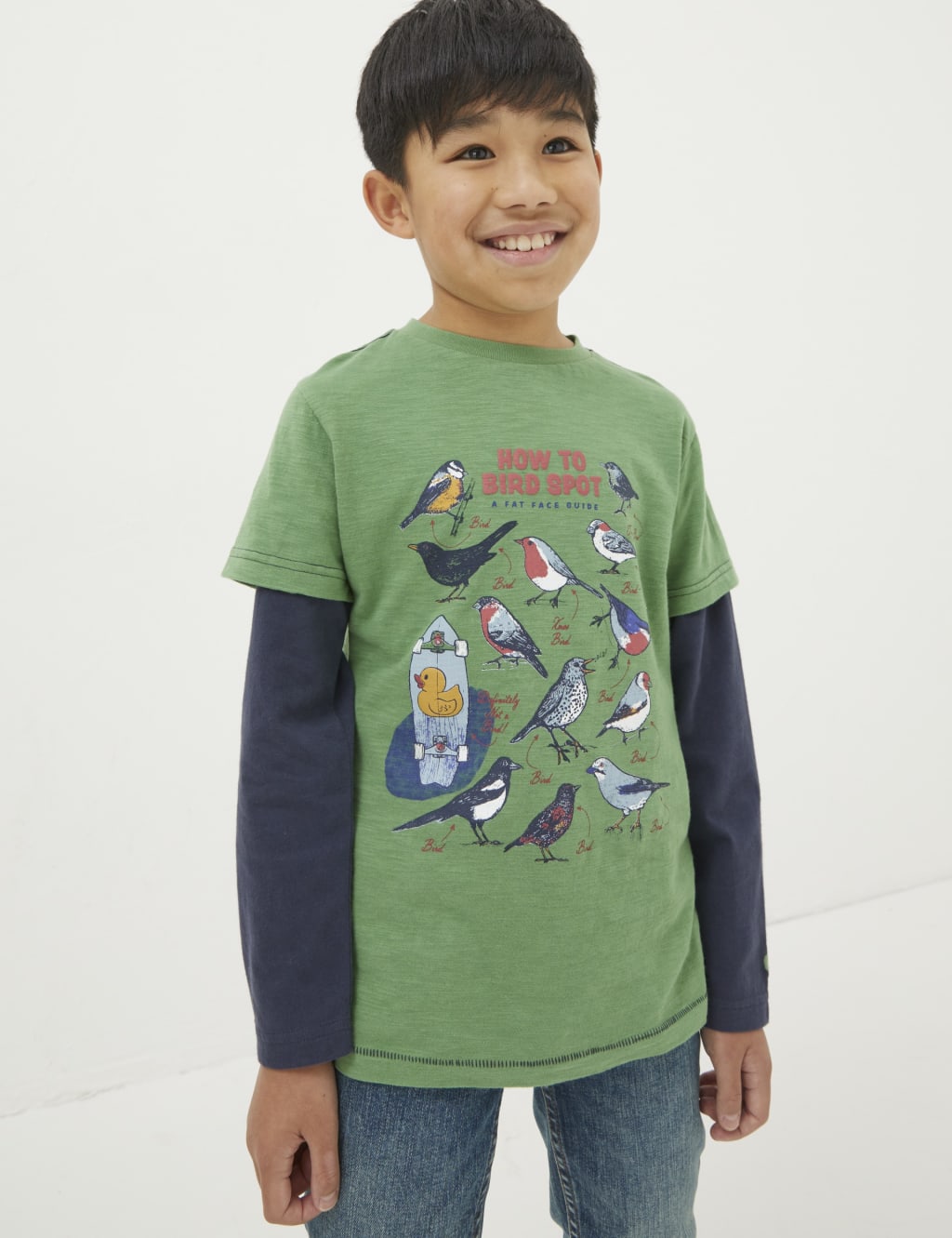 Pure Cotton Bird Print T-Shirts (3-13 Yrs) 1 of 4