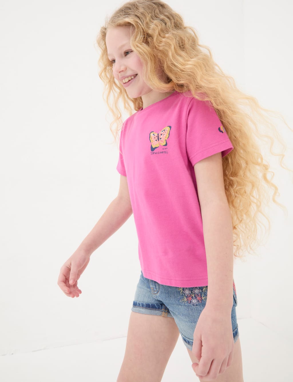 Pure Cotton Butterfly Slogan T-Shirt (3-13 Years) 1 of 5