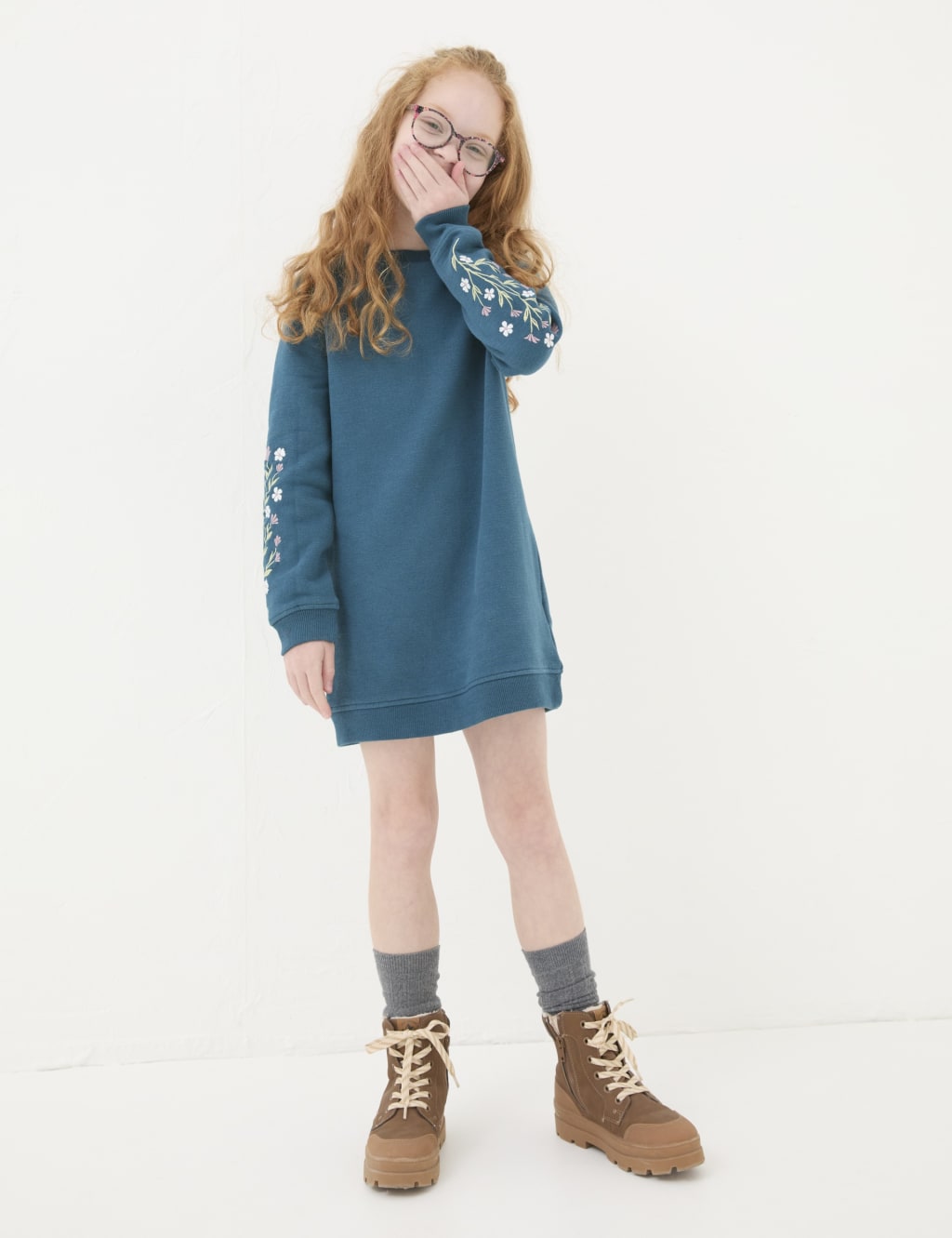 Embroidered sweater dress online