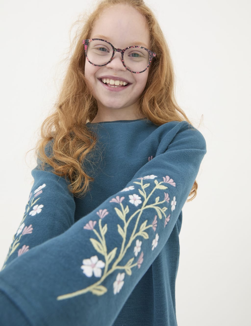 Cotton Rich Embroidered Sweater Dress 3 13 Yrs