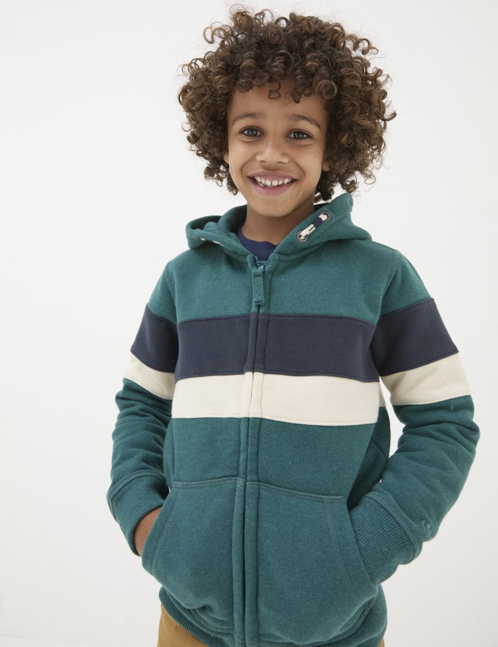 Pure Cotton Colourblock Zip Through Hoodie 3 13 Yrs FatFace M S