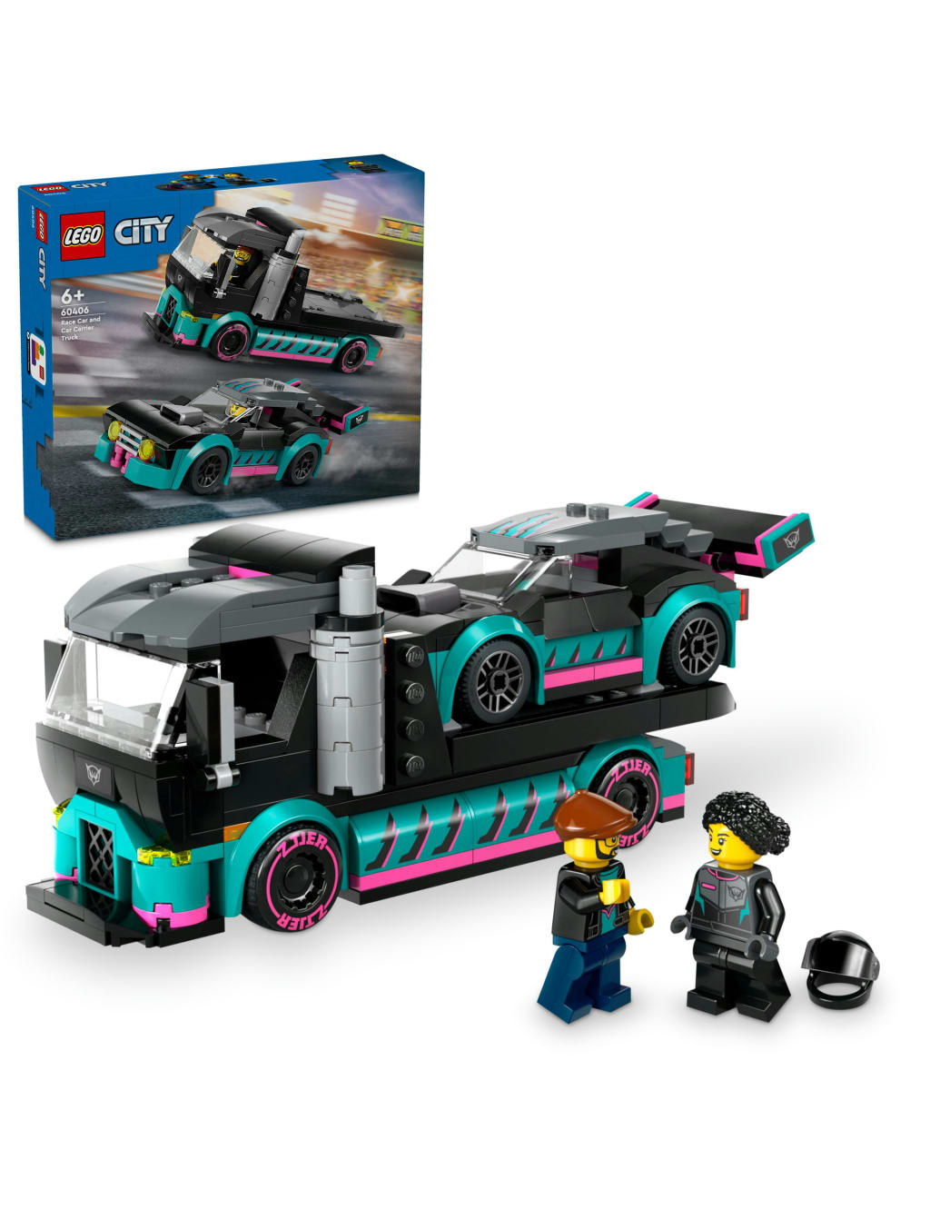 LEGO City Race Car and Car Carrier Truck Building Toy 60406 6 Yrs Lego M S