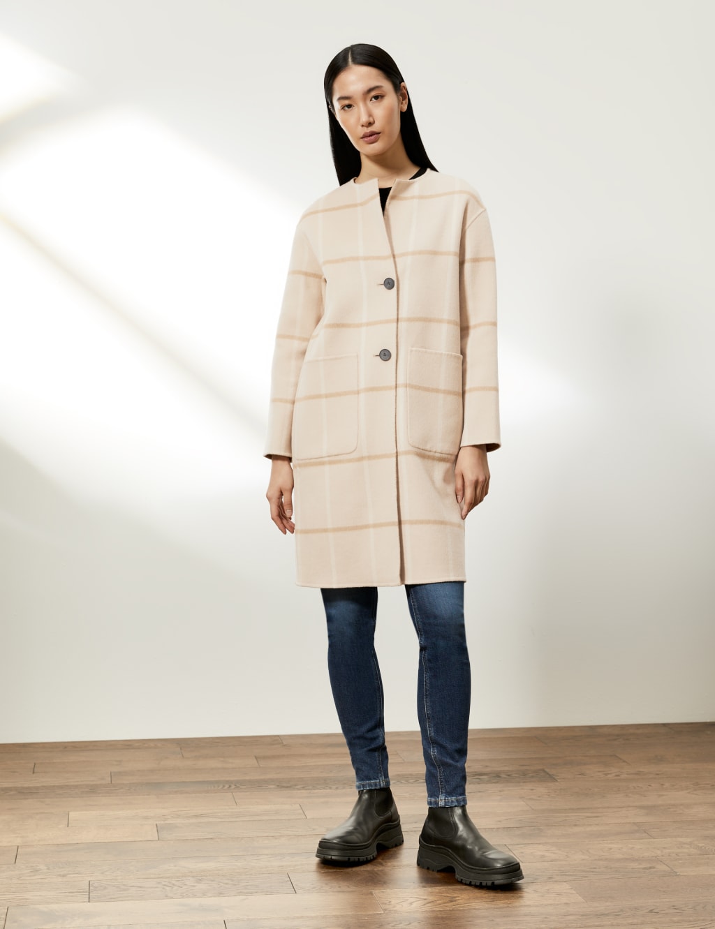 Pure Wool Reversible Longline Coat JAEGER M S