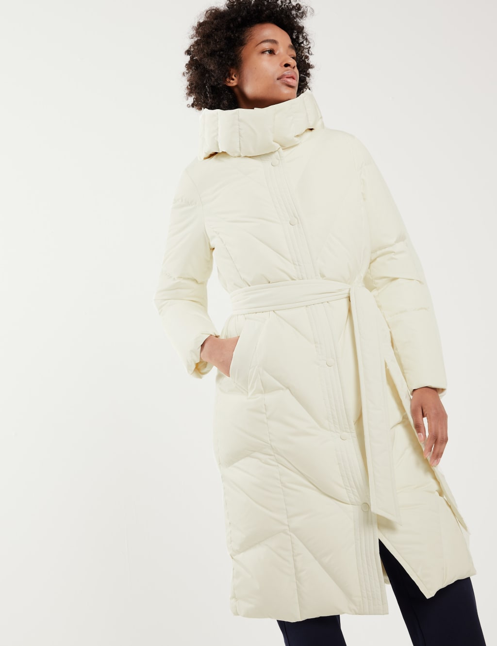 Funnel Neck Longline Puffer Jacket JAEGER M S
