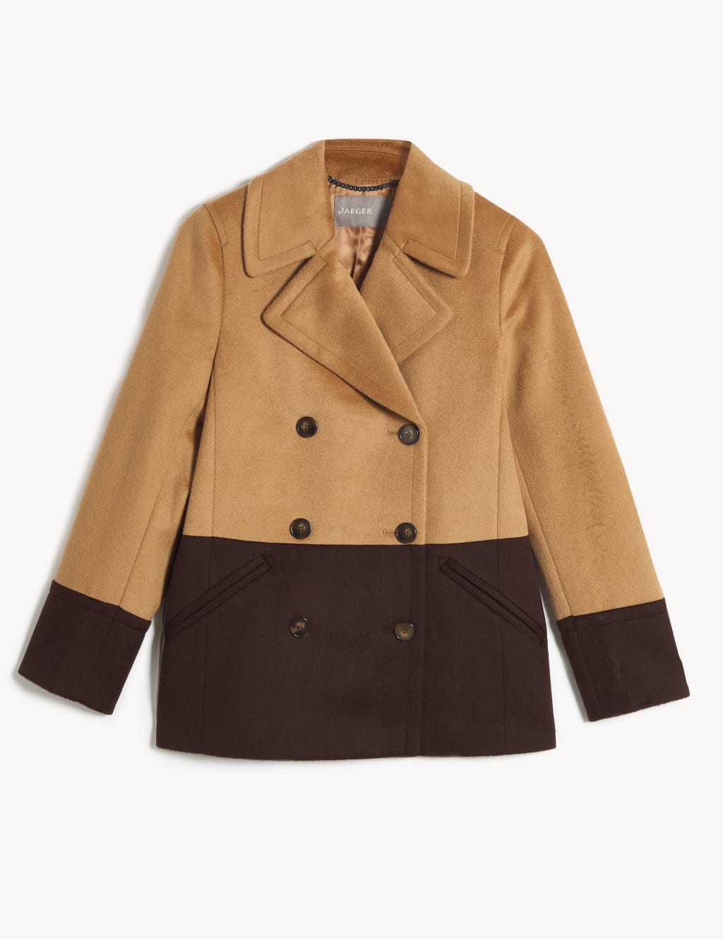 Pure Wool Colour Block Pea Coat JAEGER M S