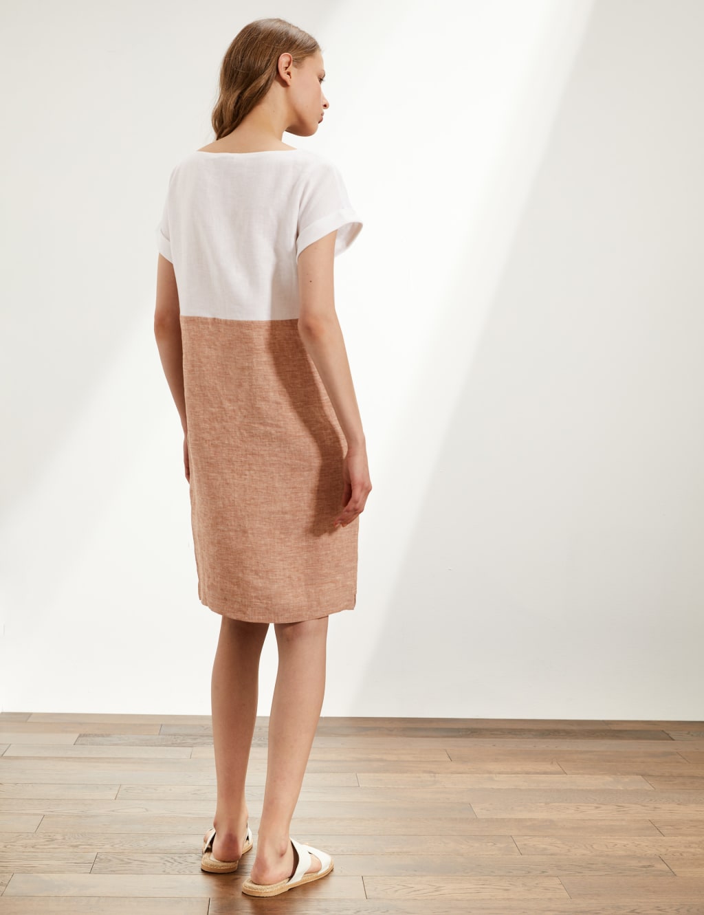 Pure Linen Colour Block Shift Dress 5 of 6