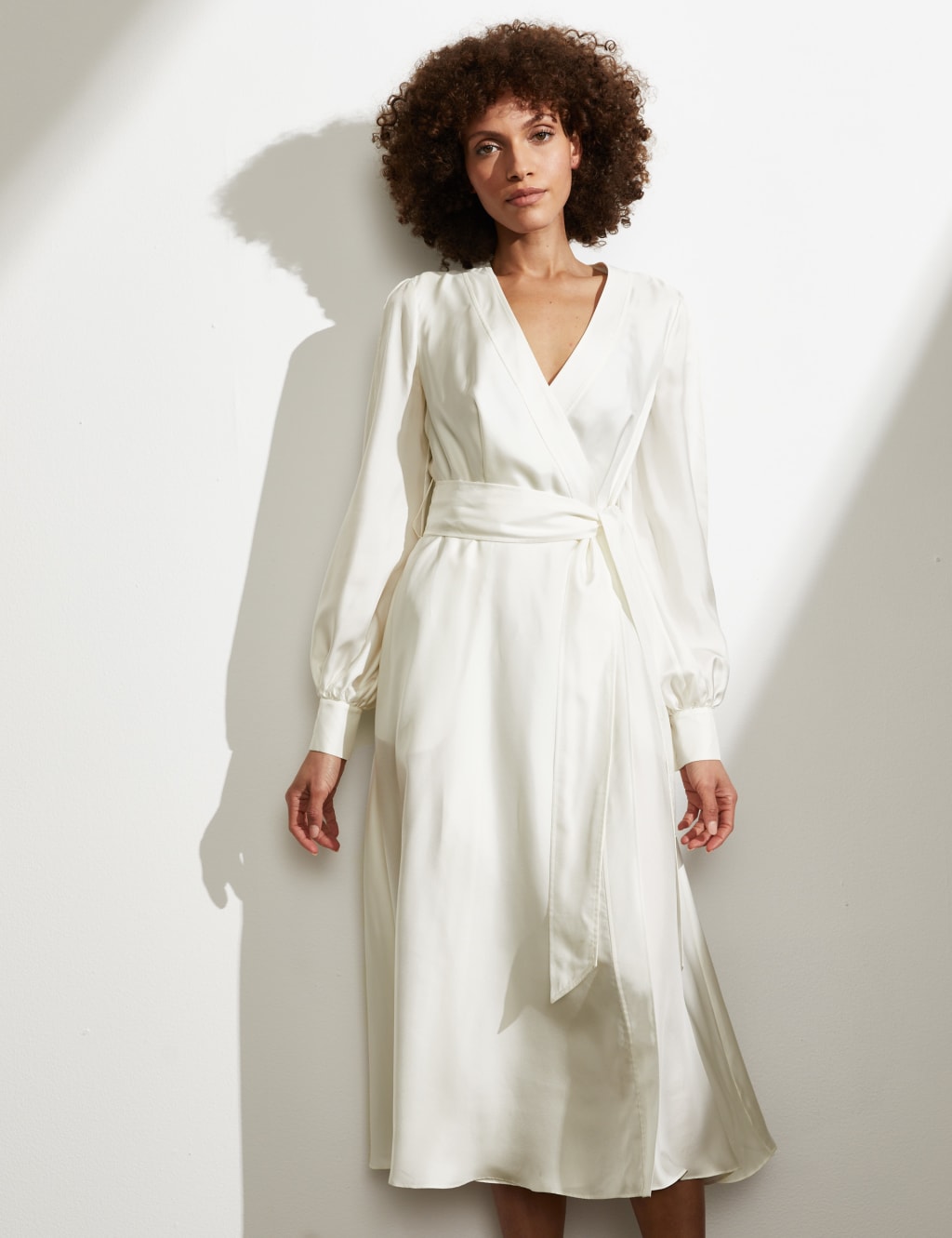 Pure Silk Midi Wrap Dress 3 of 6