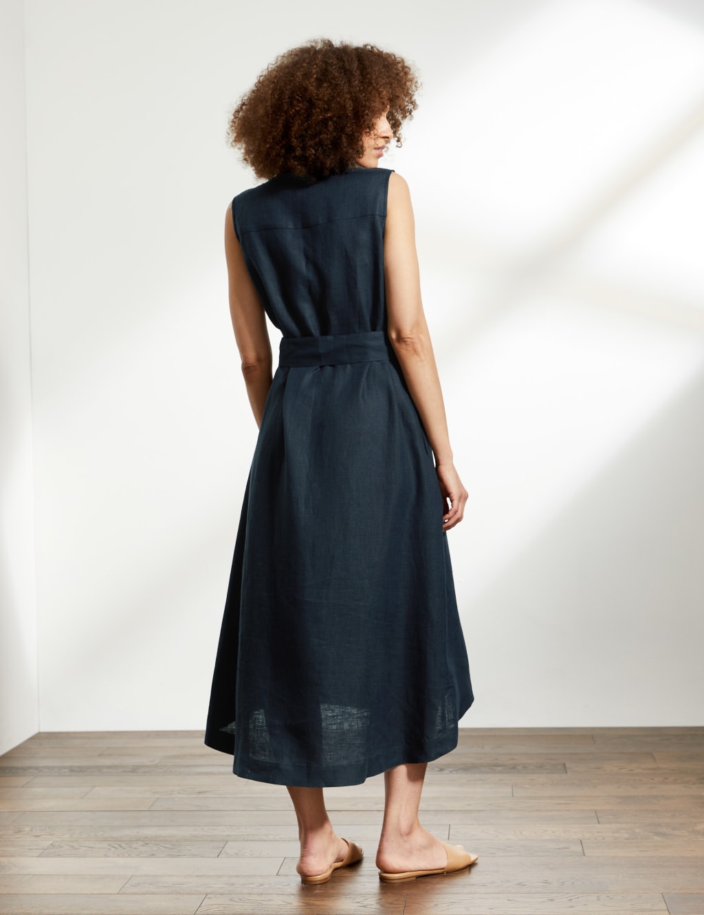 Pure Linen Belted Midi Shirt Dress 5 of 6