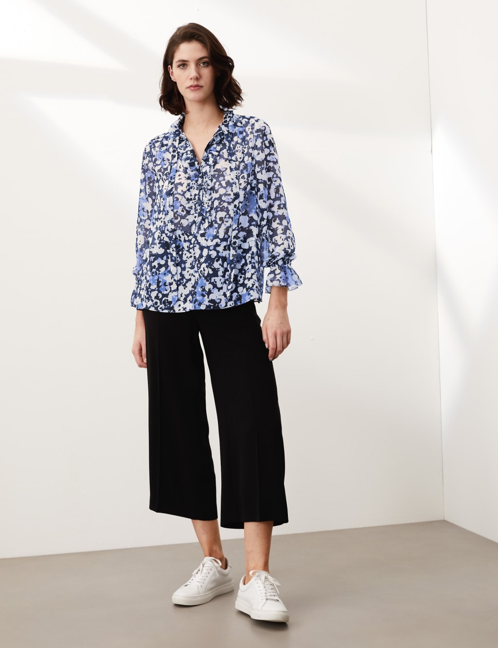 Floral Tie Neck Ruffle Long Sleeve Blouse 4 of 6